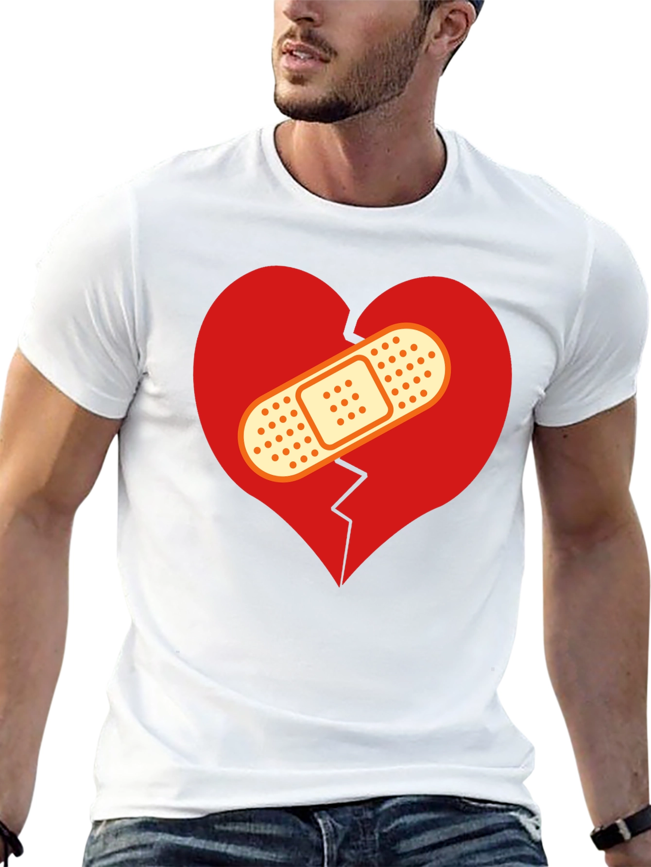 Mended Heart Graphic T-Shirt - Black Crew Neck Tee