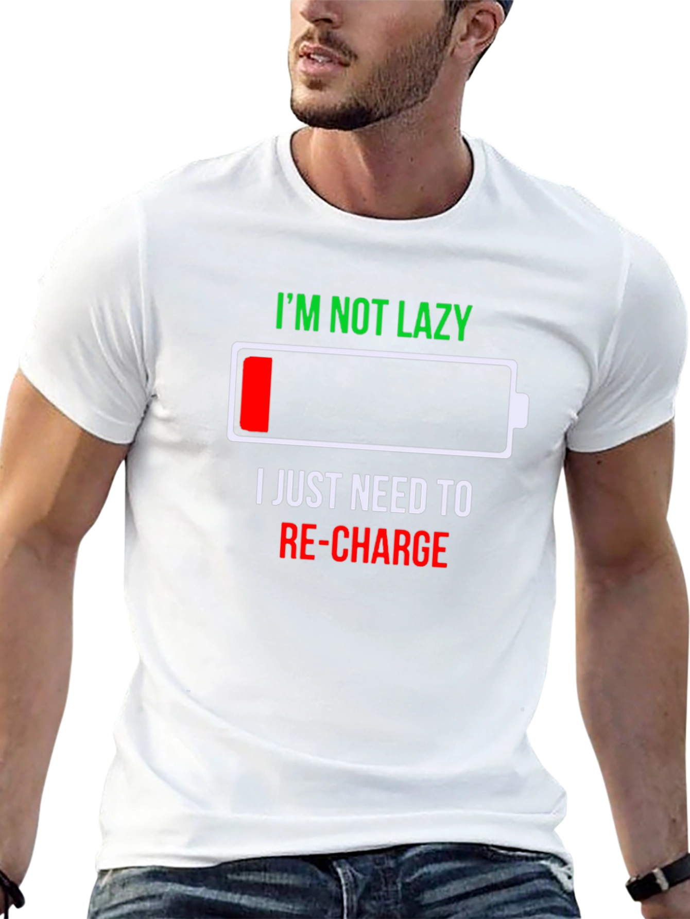 Recharge Low Battery Graphic Mens T-Shirt