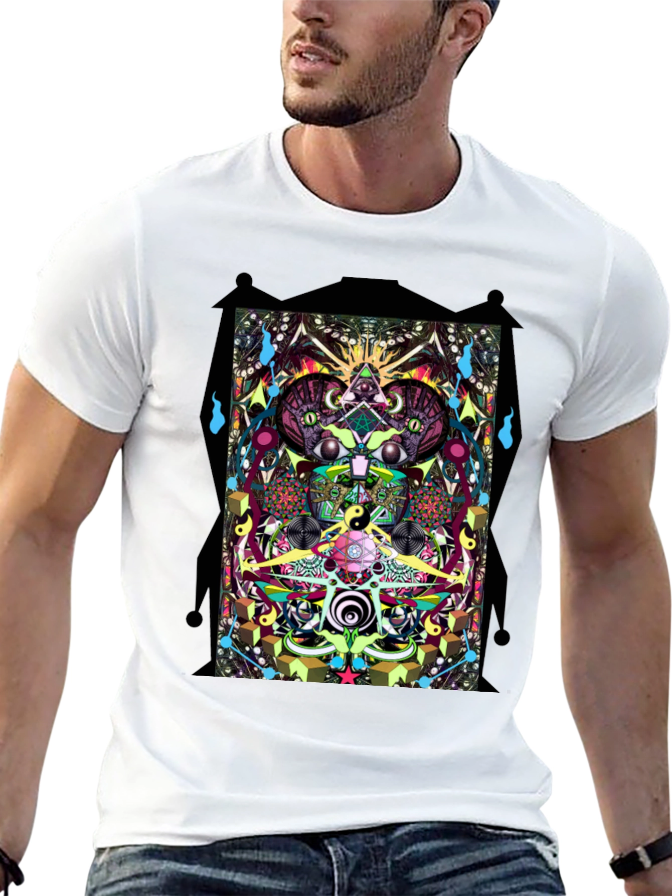 Psychedelic Graphic Print Black T-Shirt