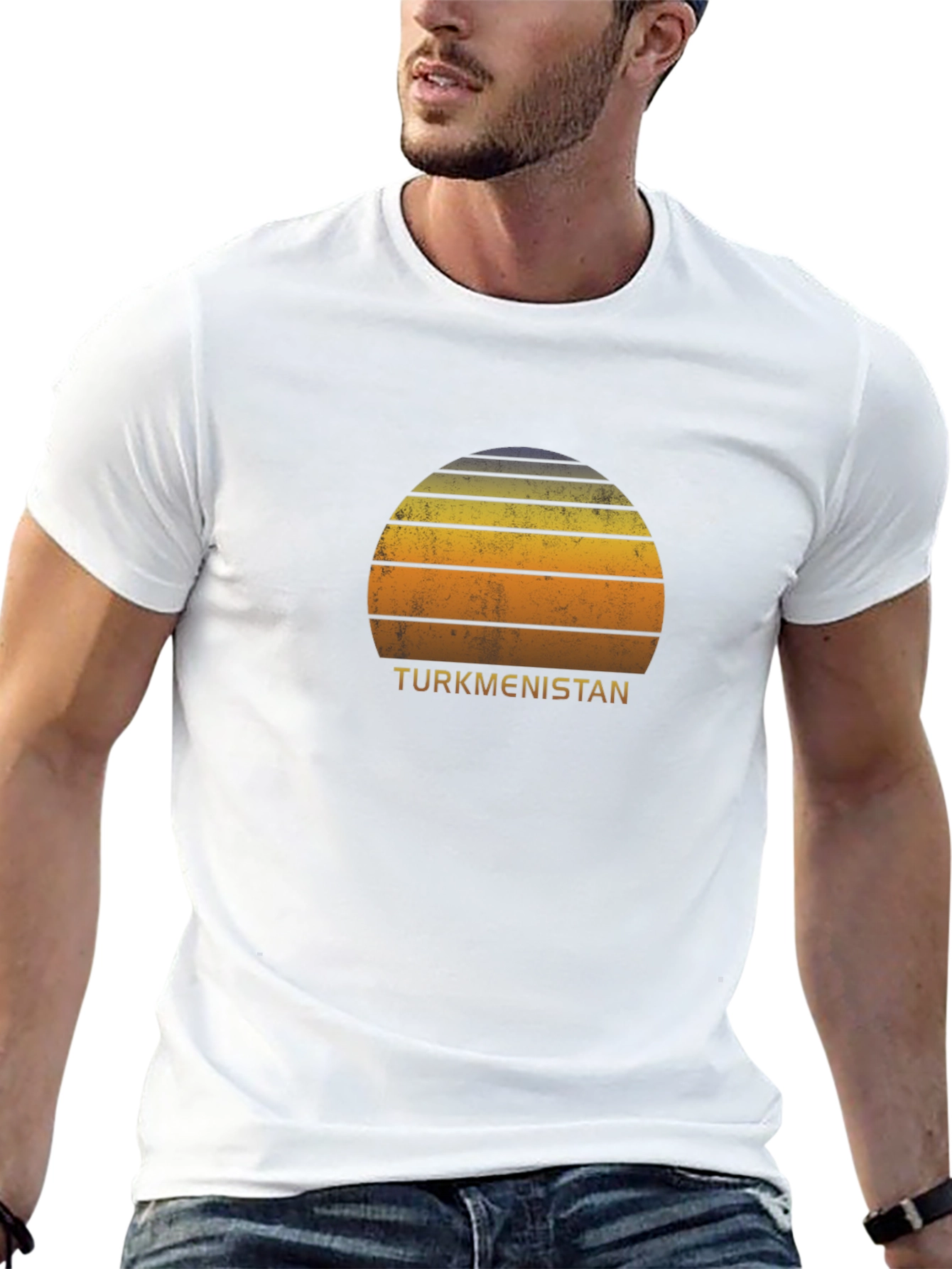 Retro Turkmenistan Sunset T-Shirt - Black