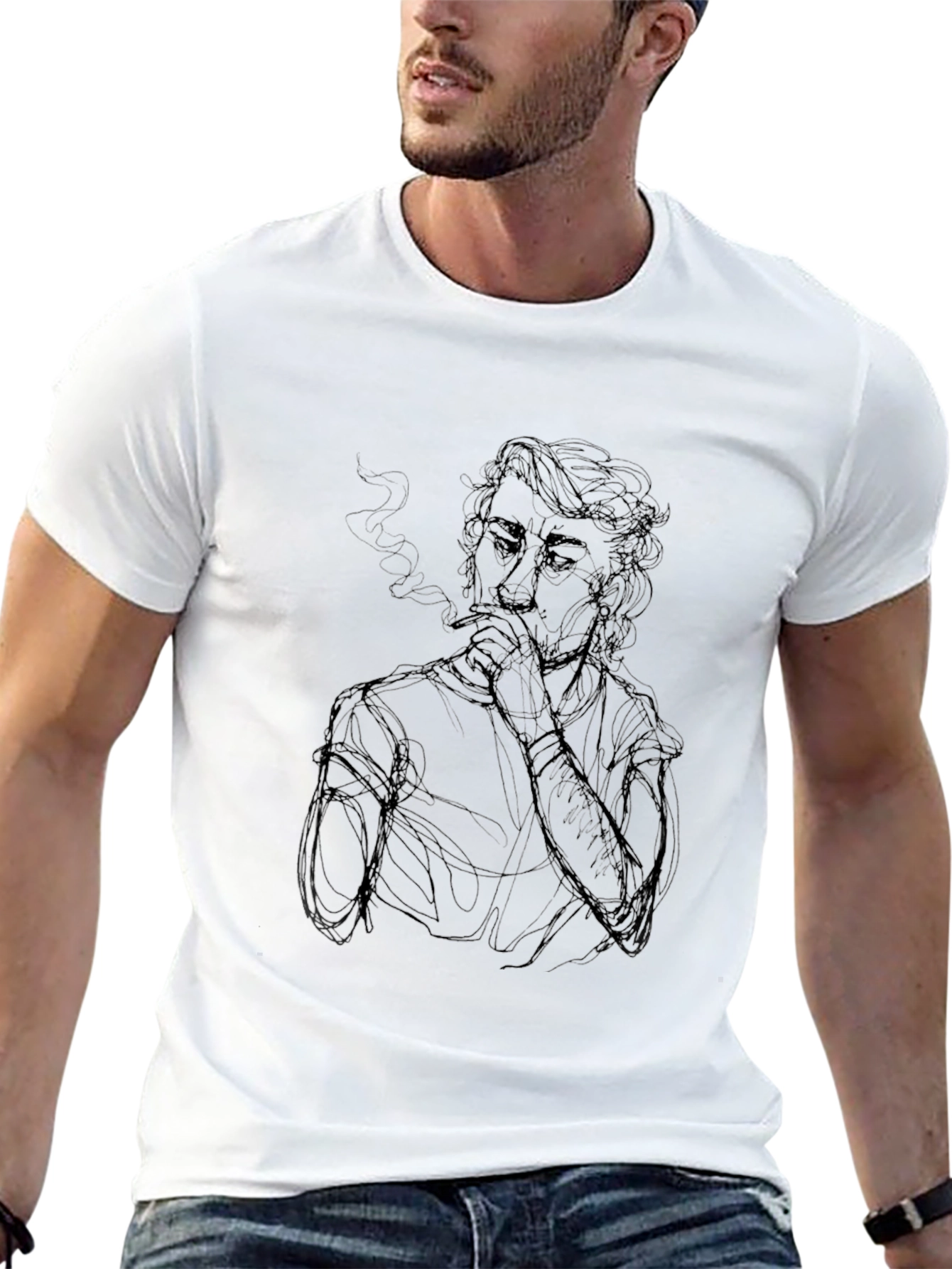 Smoking Silhouette Graphic Tee - Black T-Shirt