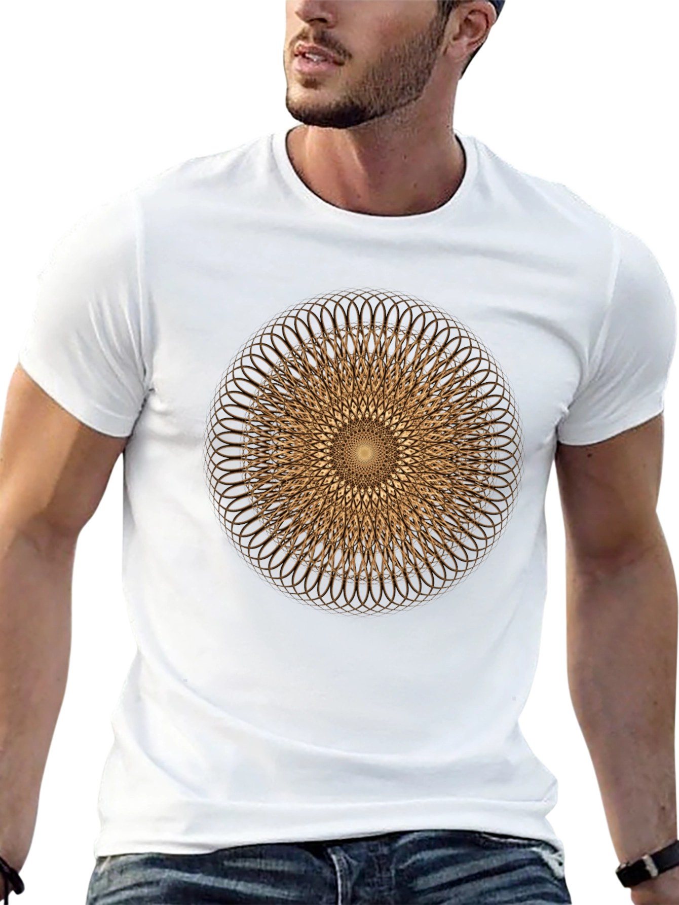 Geometric Circle Design Tee - Modern Graphic Print Shirt