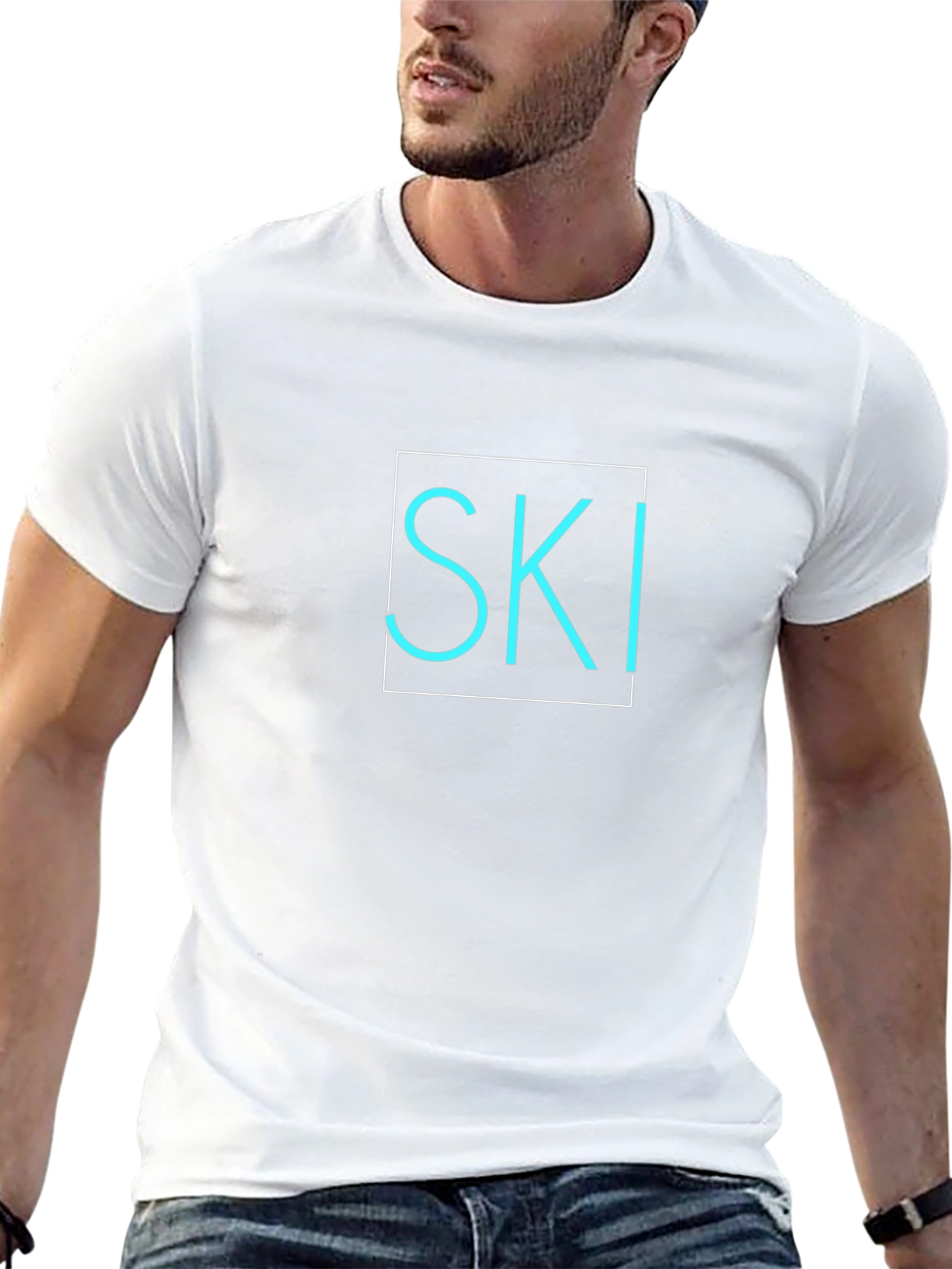 SKI Graphic Tee - Cool Aqua Design