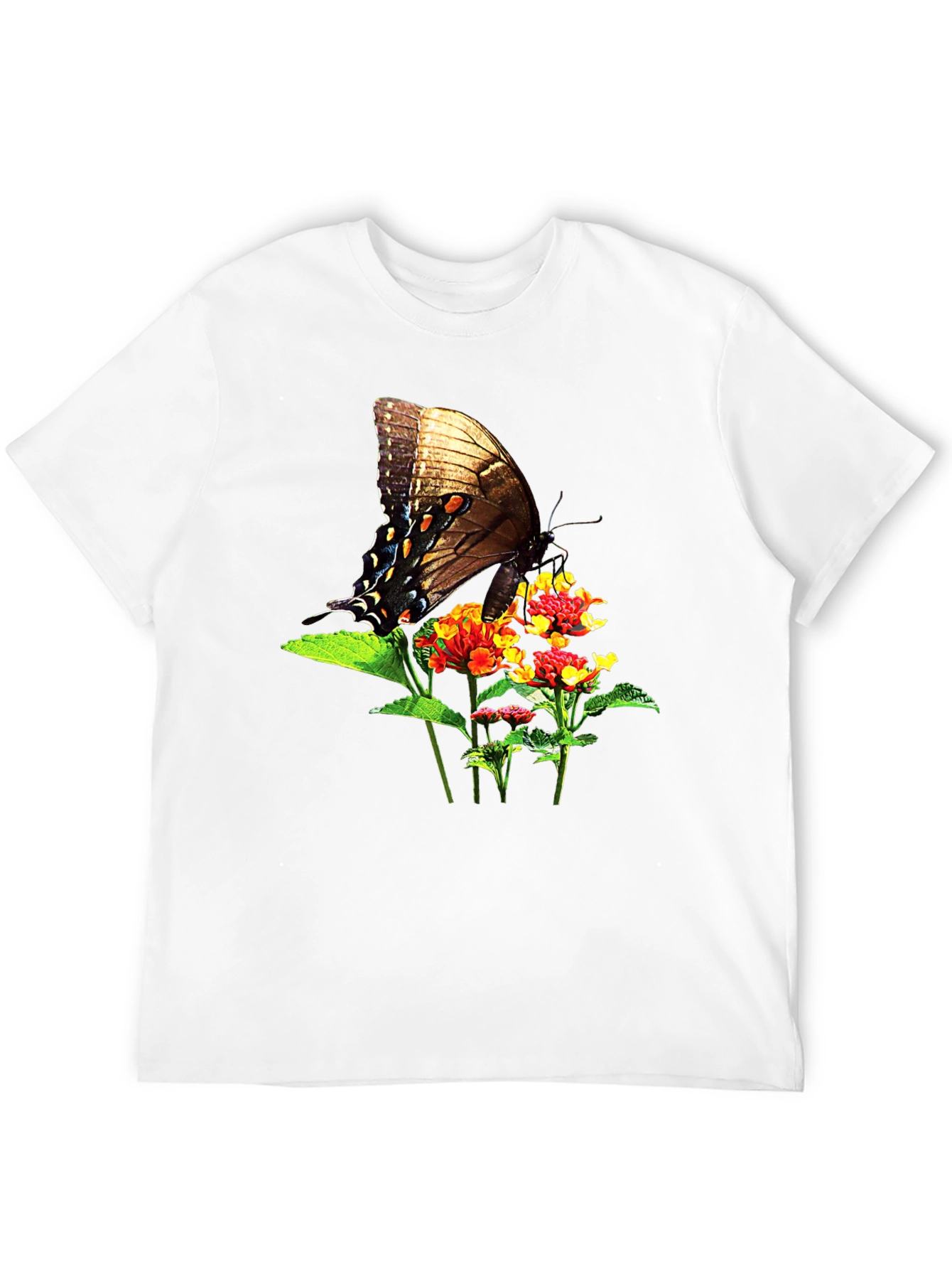Butterfly & Flower Graphic T-Shirt - Nature Inspired Tee