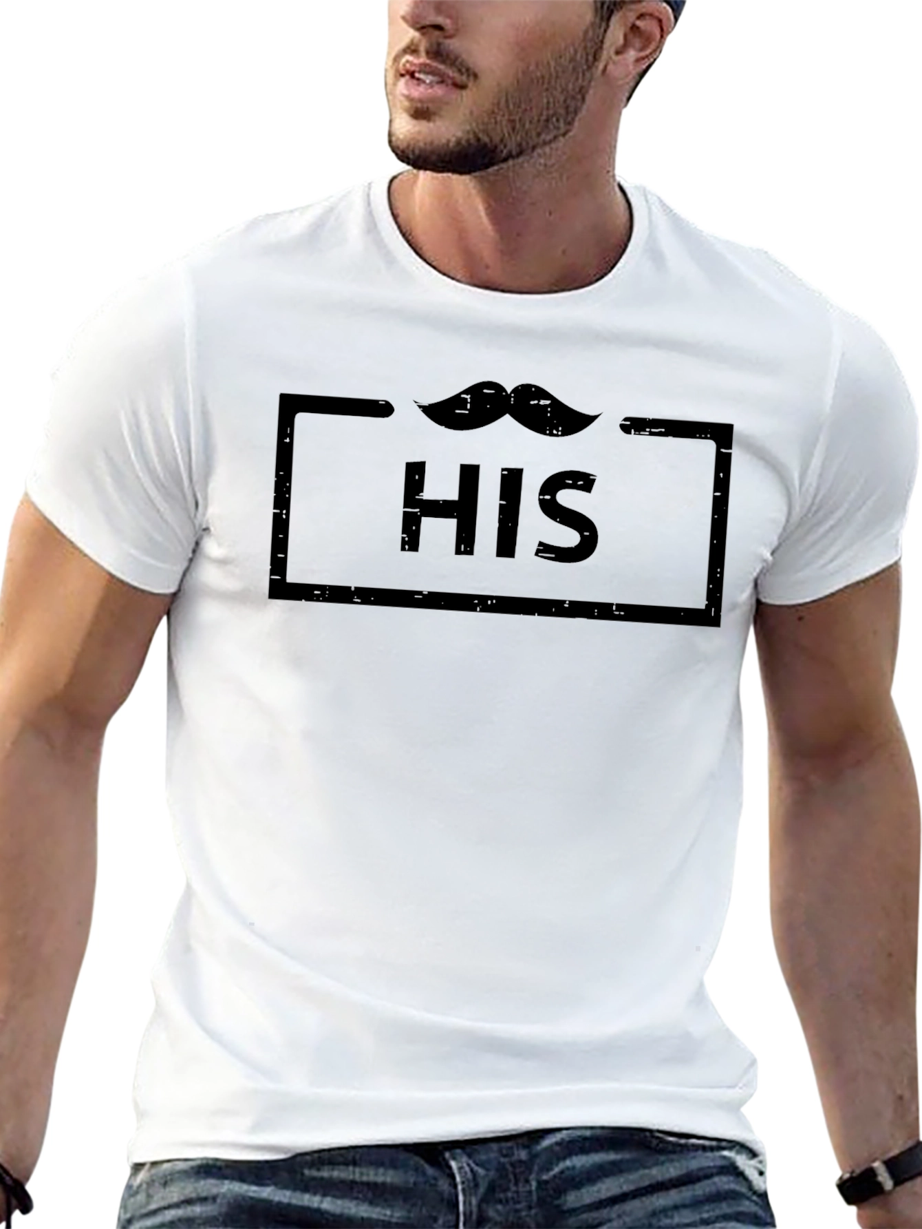 Mens HIS Graphic Print Crew Neck T-Shirt