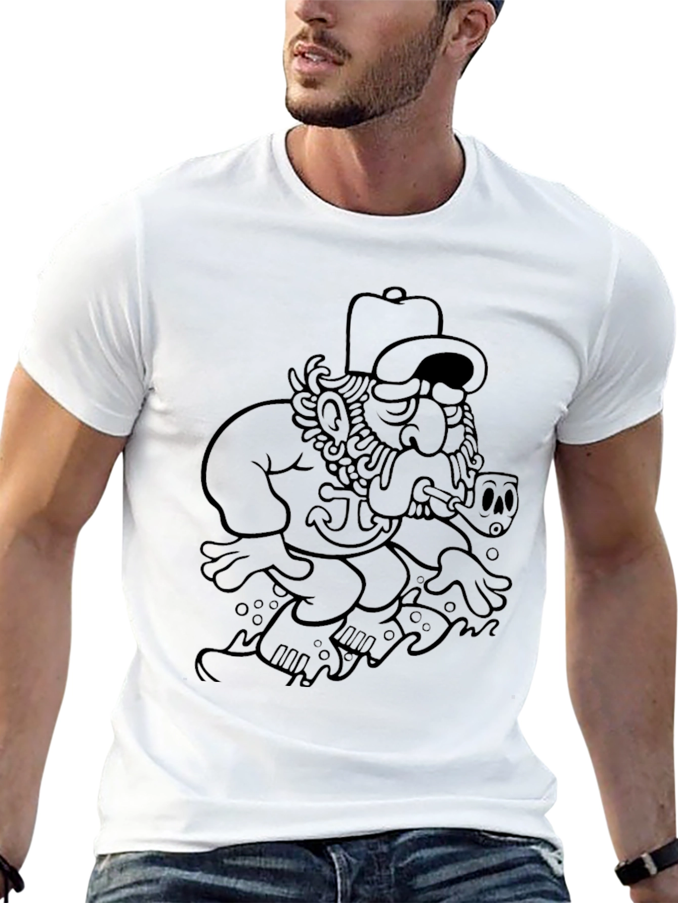 Nautical Tattoo Graphic Tee - Black Cotton