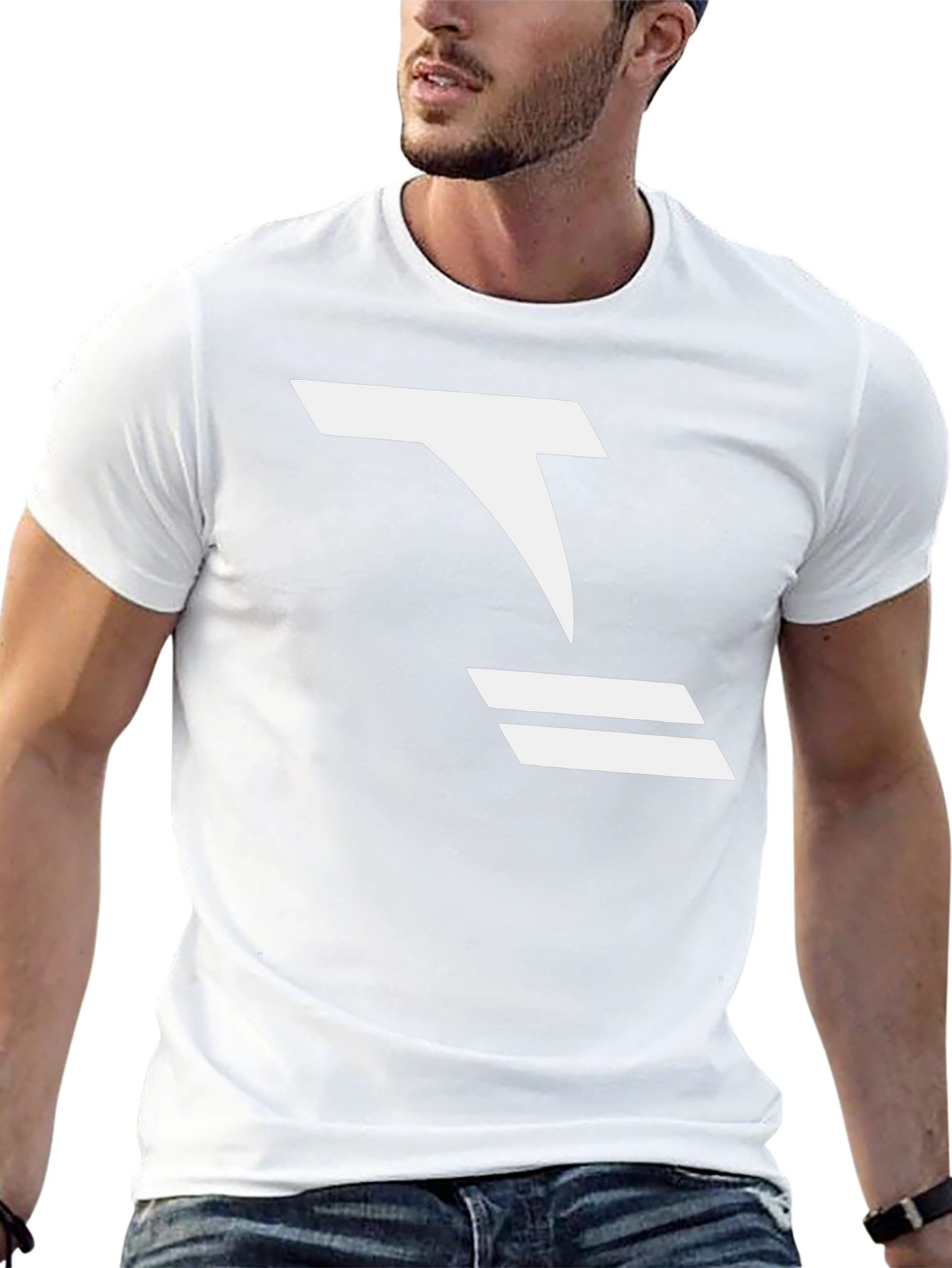 Modern Black T-Shirt with Abstract White Graphic
