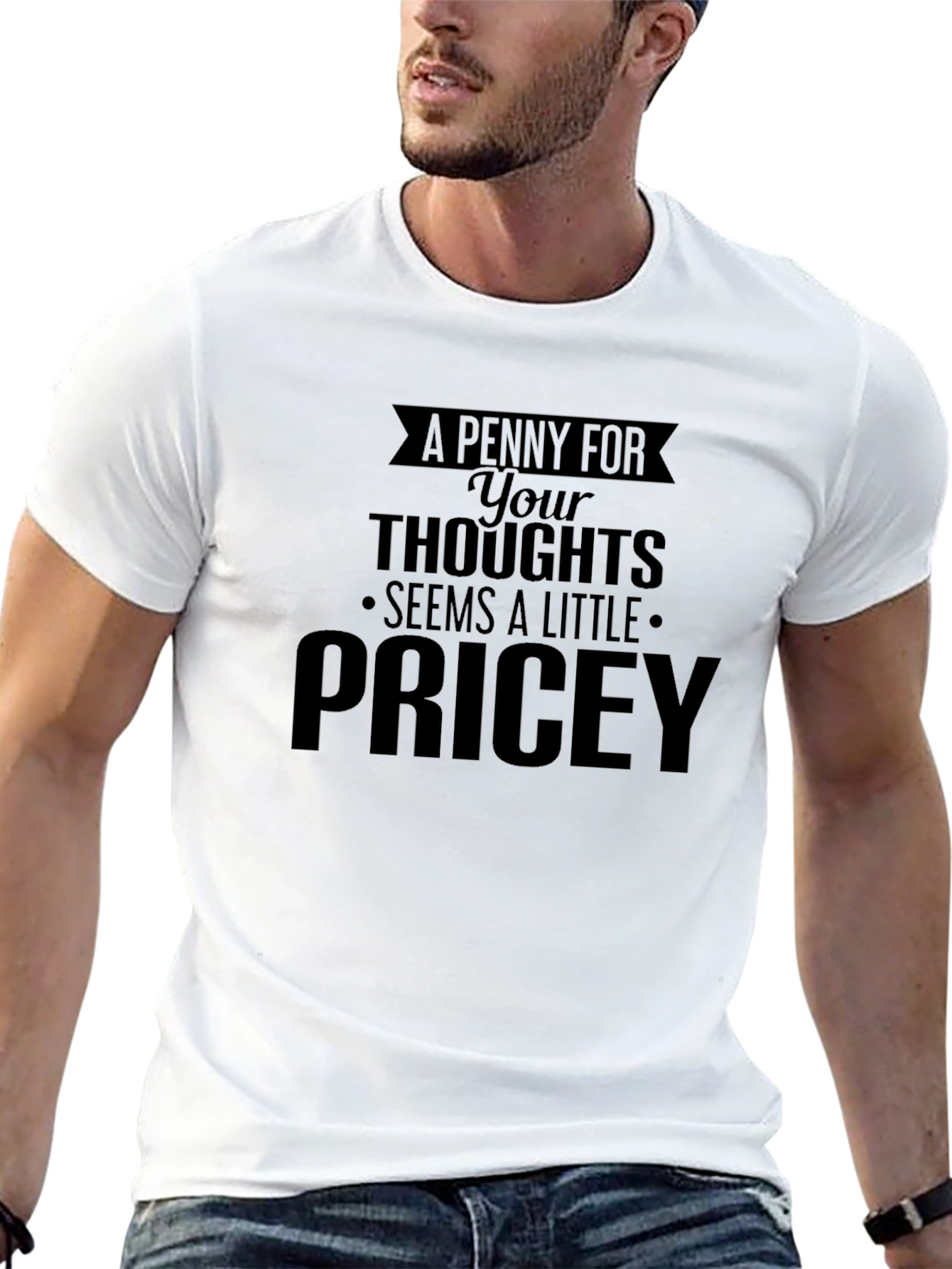 Funny Pricey Thoughts Black Graphic Tee