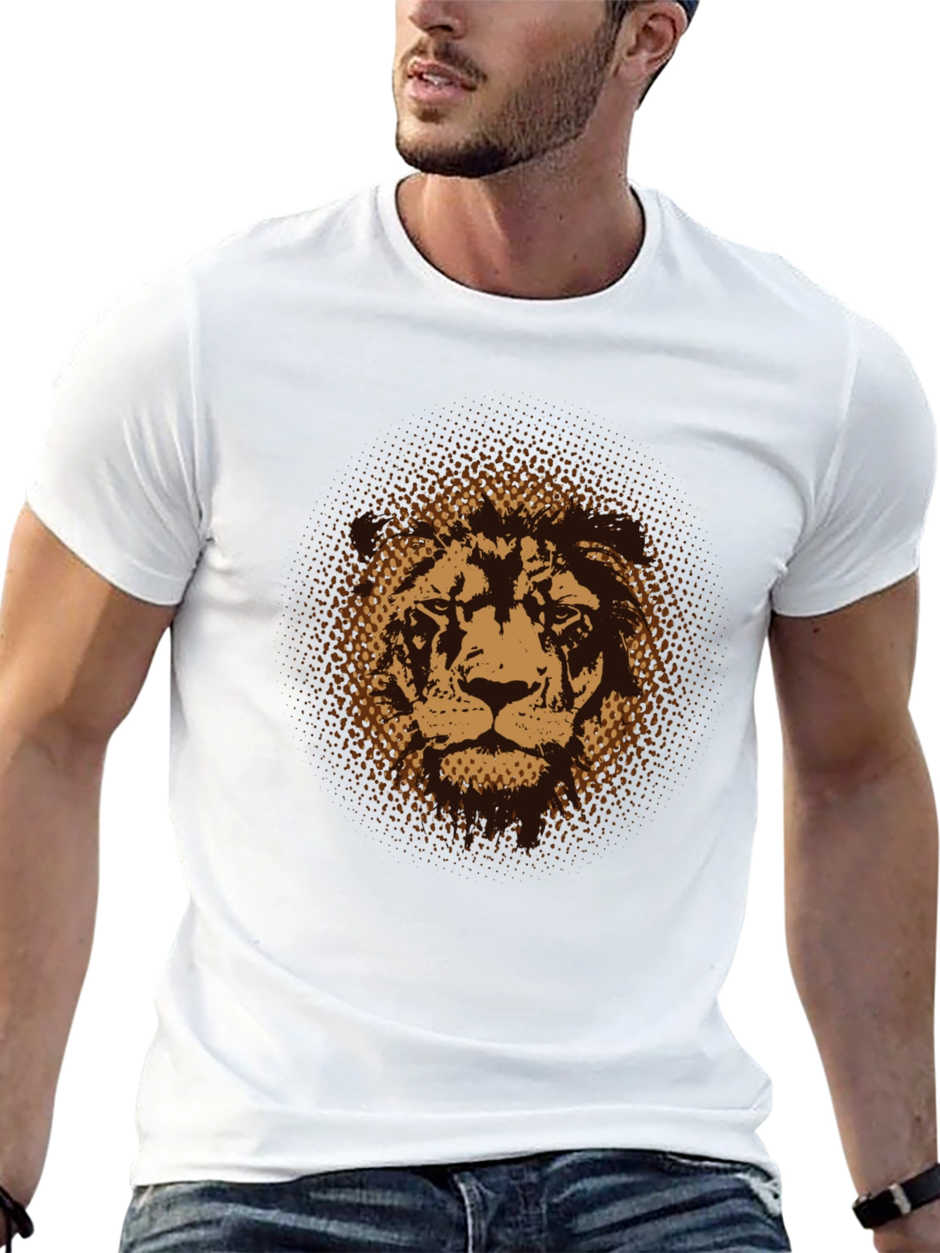 Lion Graphic Print Black T-Shirt