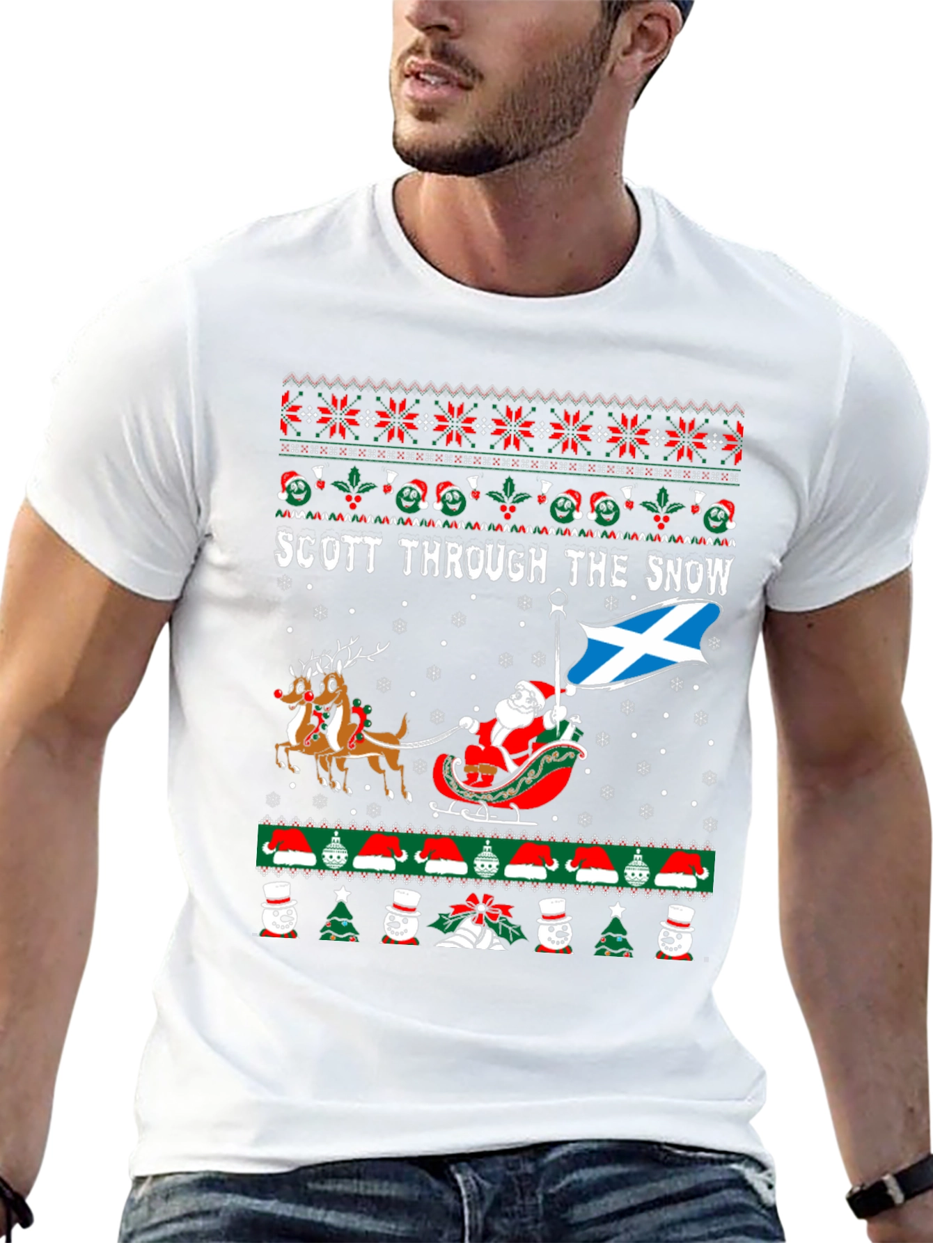 Scott Through the Snow Christmas T-Shirt