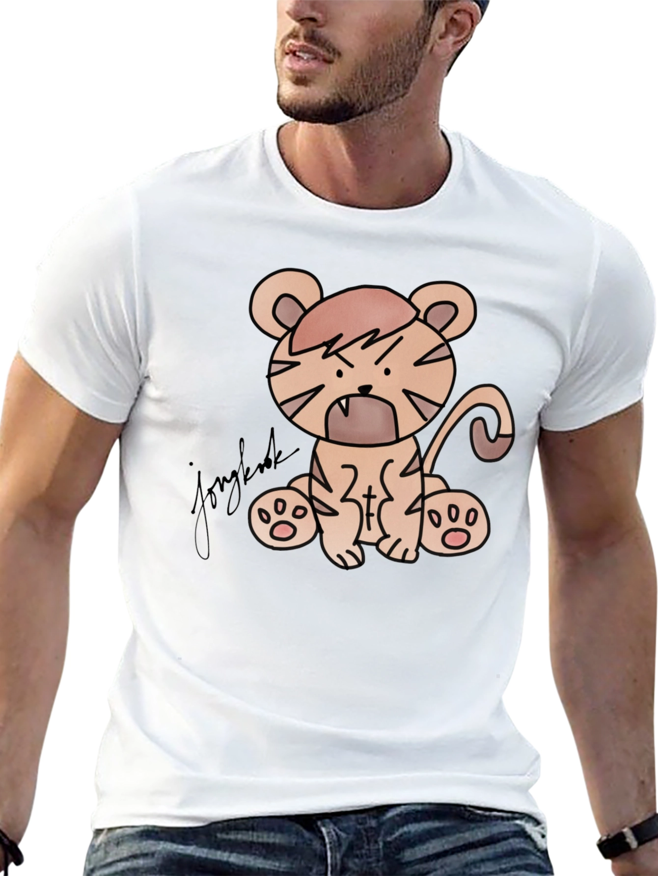 Cute Tiger Graphic Black T-Shirt