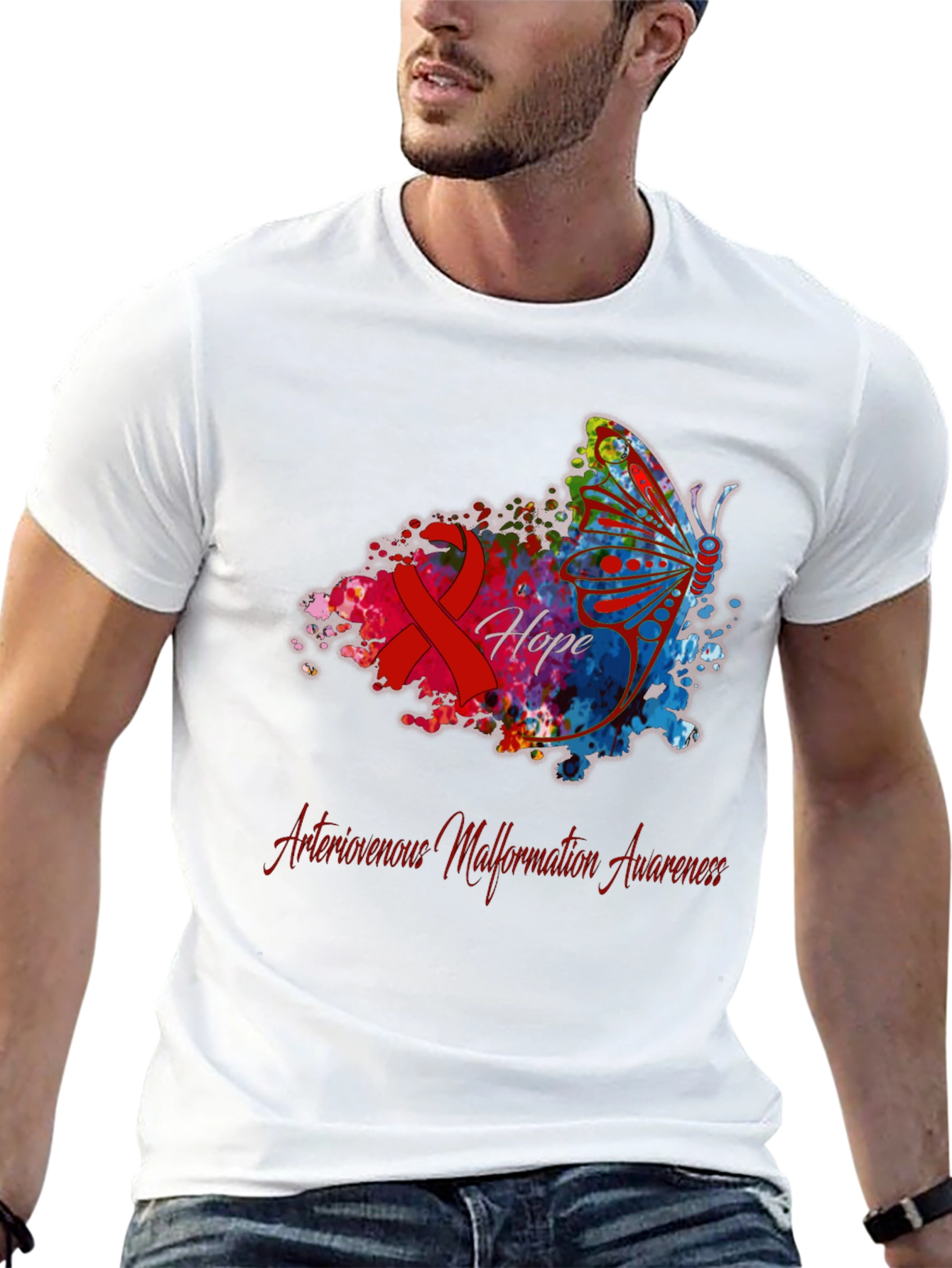 Arteriovenous Malformation Awareness Butterfly T-Shirt