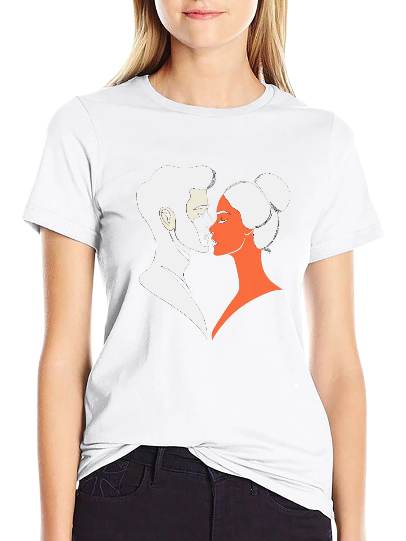 Stylish Couple Graphic Black T-Shirt