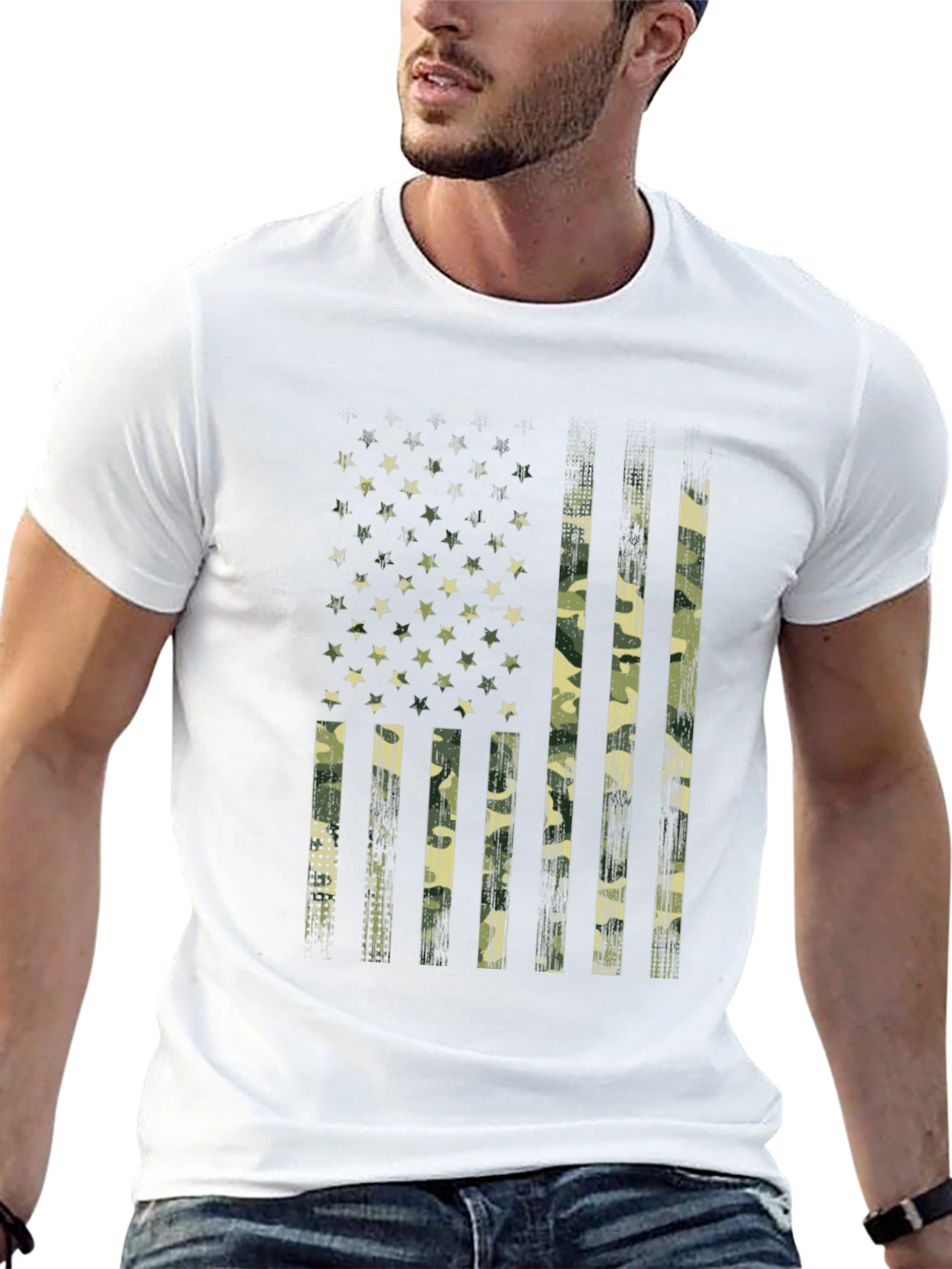 Camo USA Flag Graphic T-Shirt