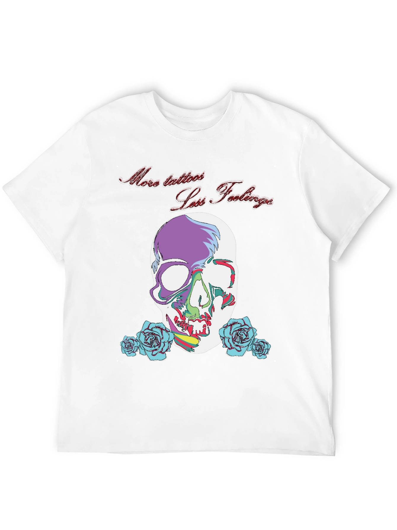 Skull and Roses Graphic Print Tee