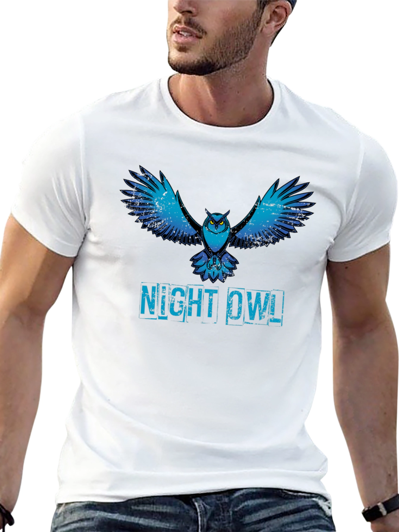 Night Owl Graphic Print T-Shirt - Black