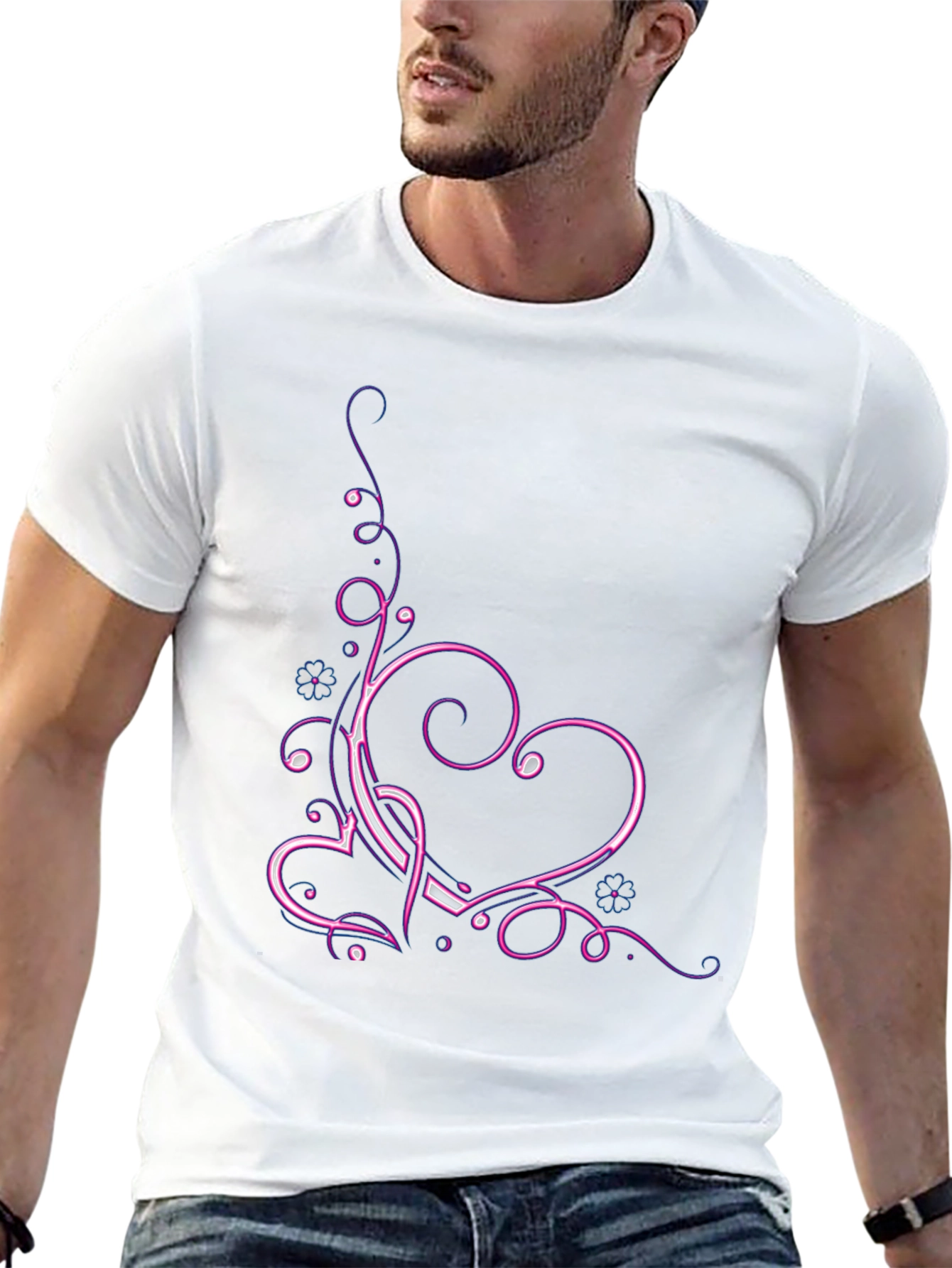Heart Swirl T-Shirt - Neon Design