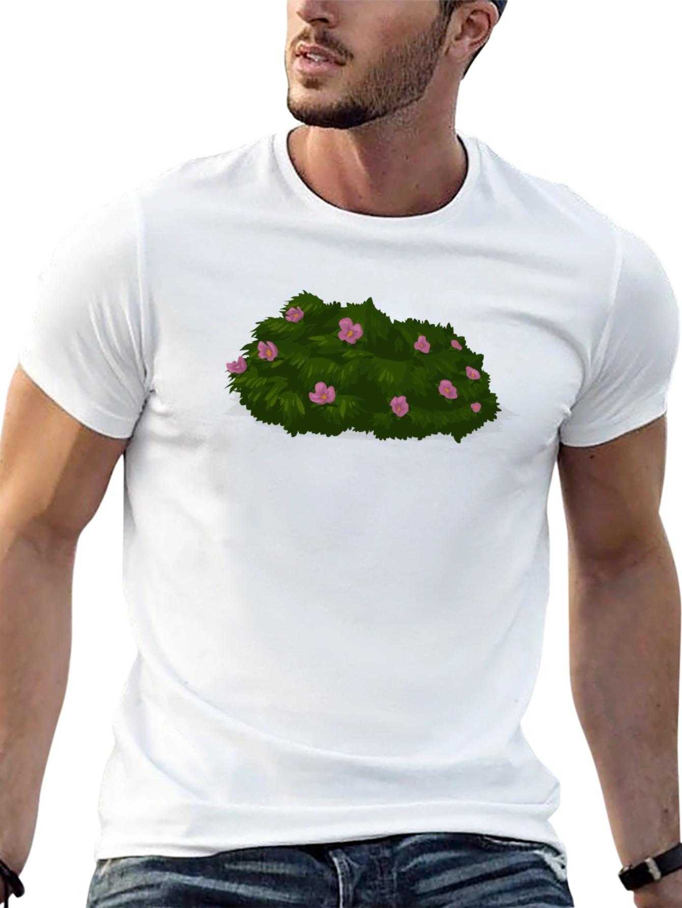 Bush With Flowers Graphic Tee - Stylish Casual Wear