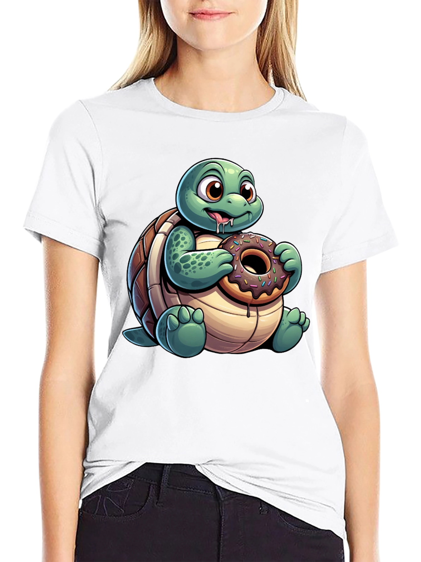 Turtle Donut Lover T-Shirt - Cute Cartoon Design