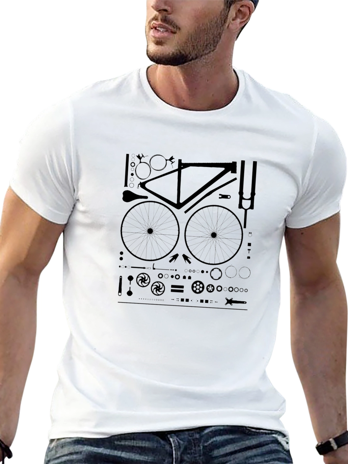 Bike Parts T-Shirt - Black Cotton Graphic Tee