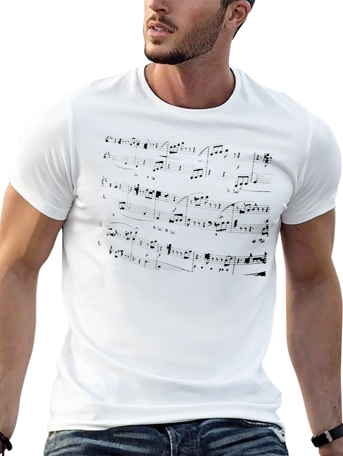 Sheet Music Graphic Tee - Stylish Comfort