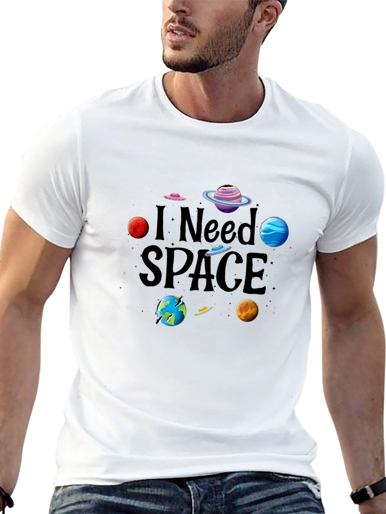 I Need Space Graphic Tee - Black Cotton