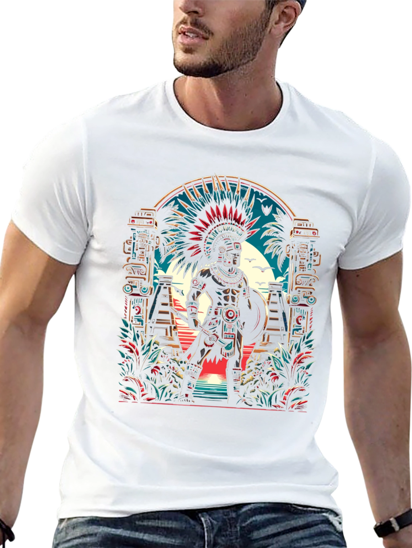 Aztec Warrior T-Shirt - Bold Graphic Tee