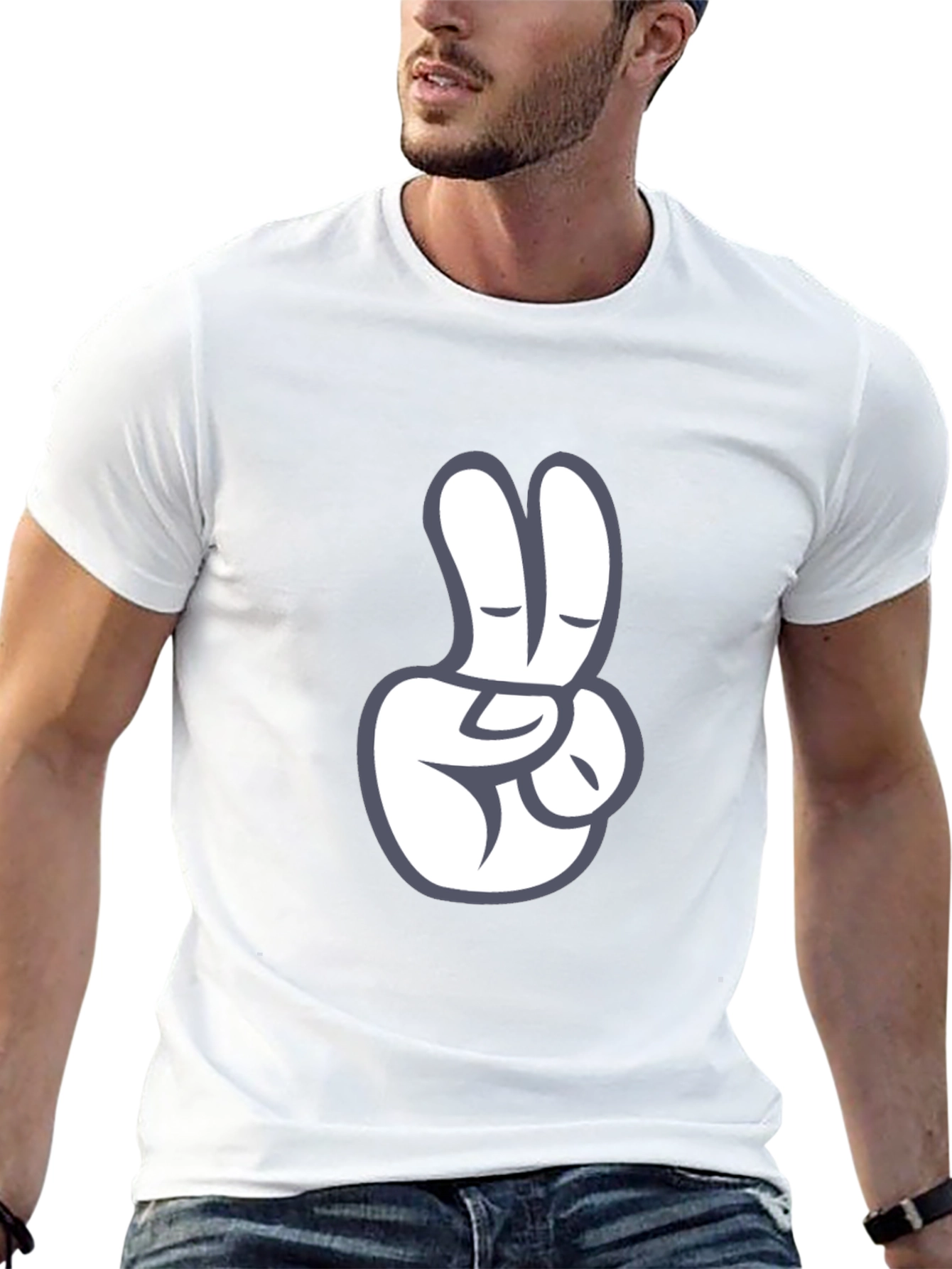 Peace Sign Graphic Tee - Black Cotton T-Shirt