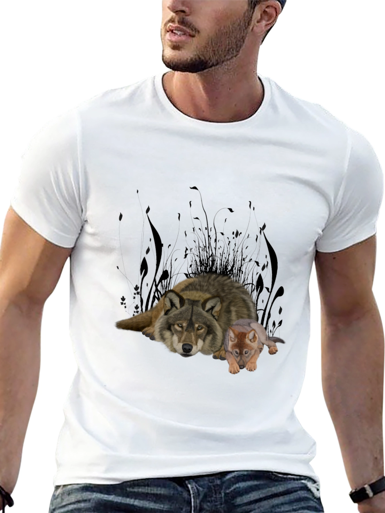 Wolf & Cub Graphic Tee - Black Cotton Blend