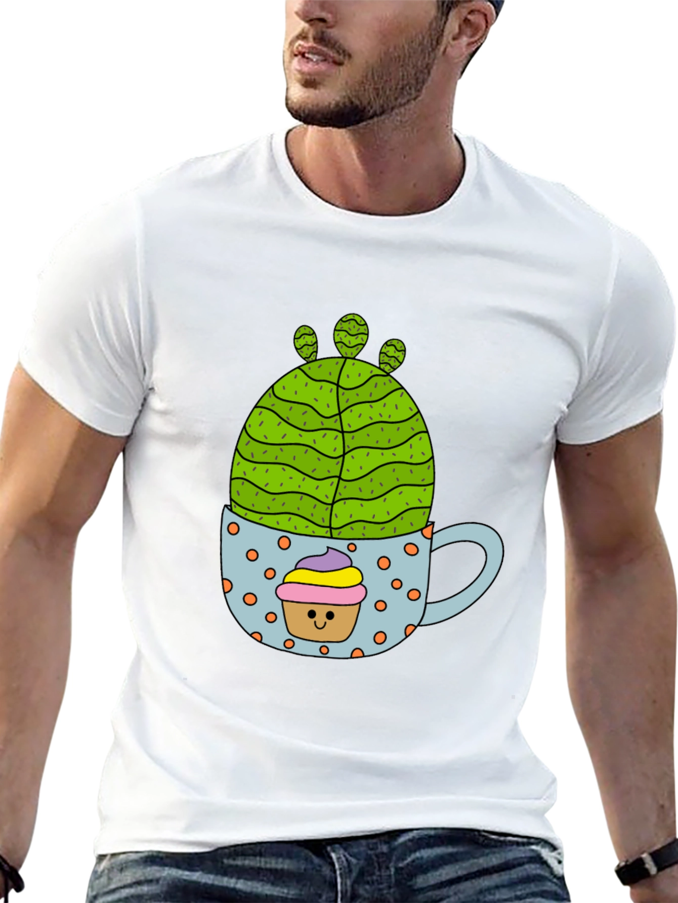Cactus Cupcake Graphic Tee - Fun Novelty T-Shirt