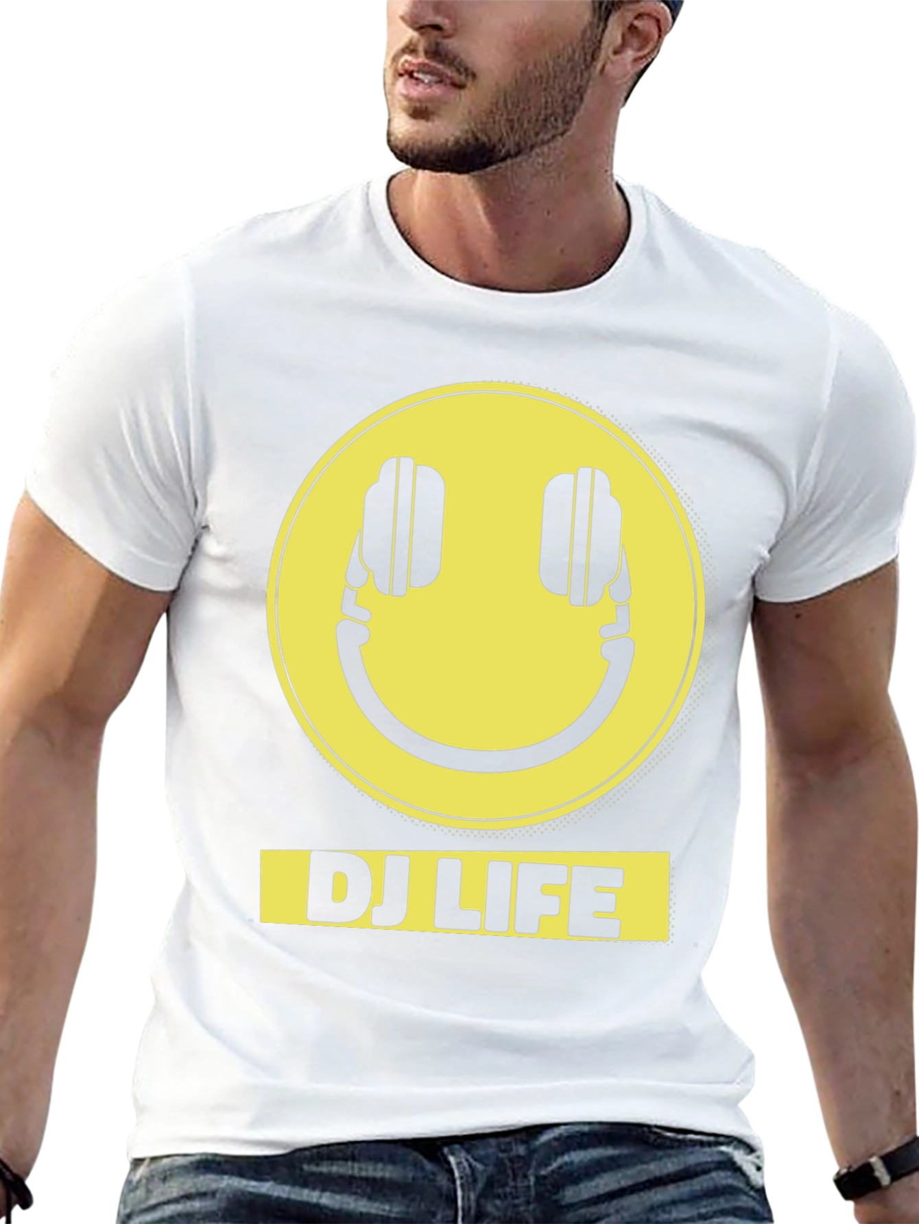 DJ Life Smiley Face Graphic Tee - Black