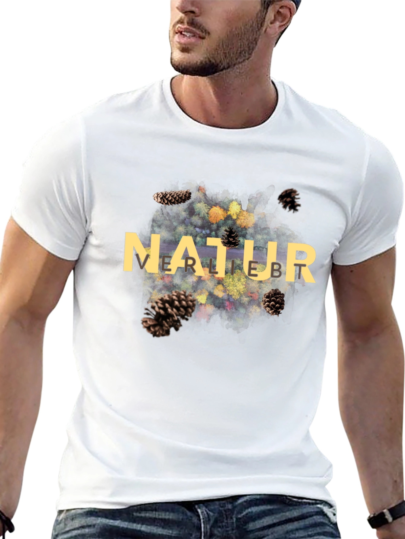 Natur Pine Cone Graphic Black T-Shirt