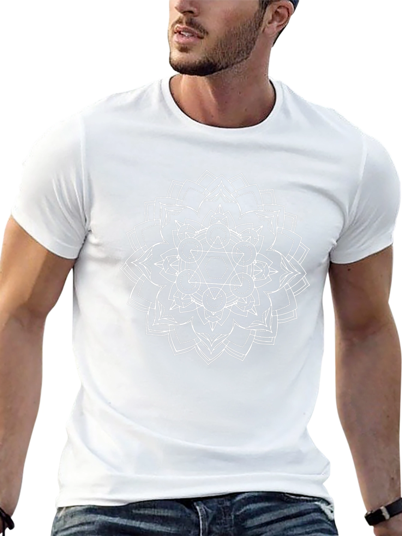 Geometric Mandala Graphic Tee - Black T-Shirt