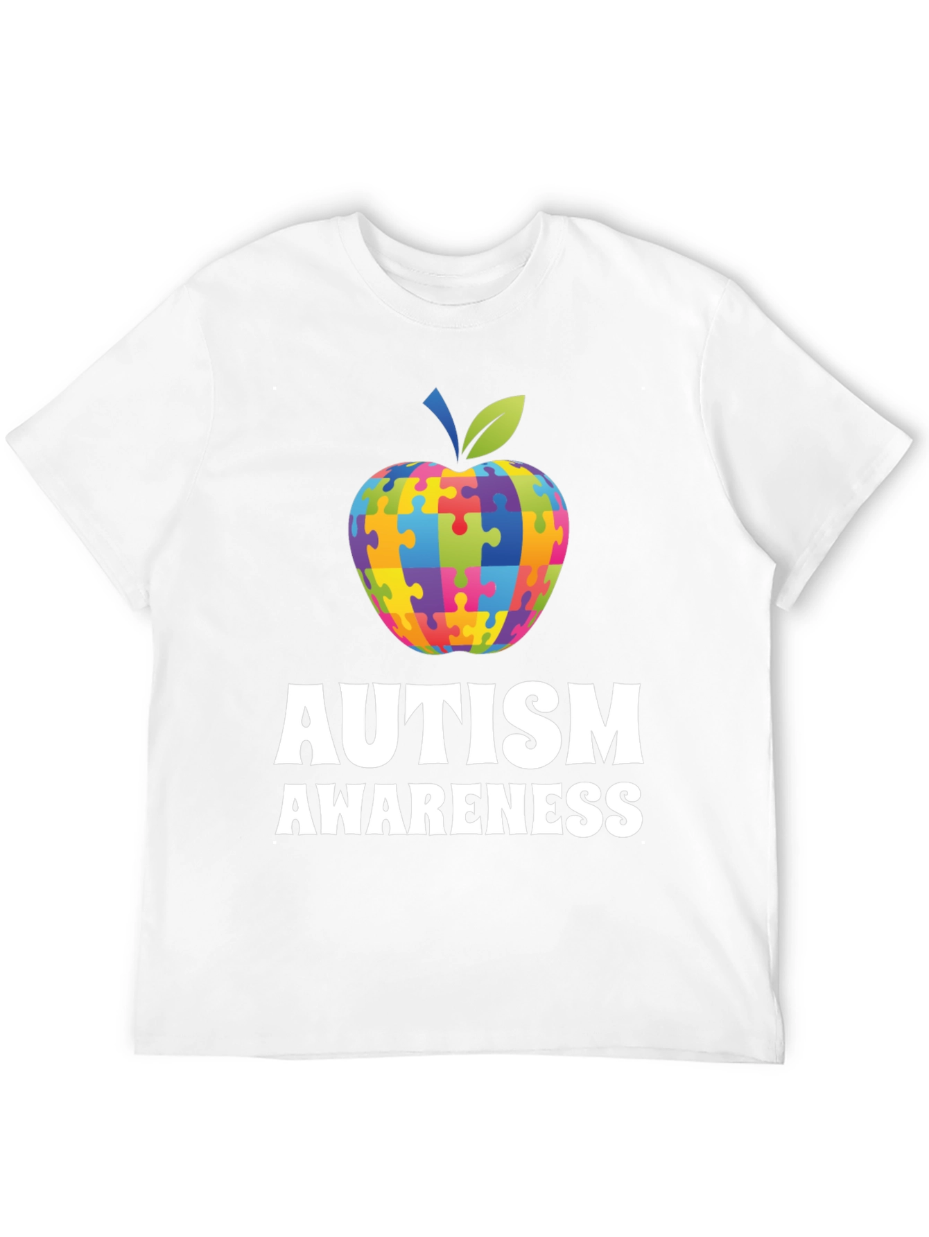 Autism Awareness Apple Puzzle Piece T-Shirt