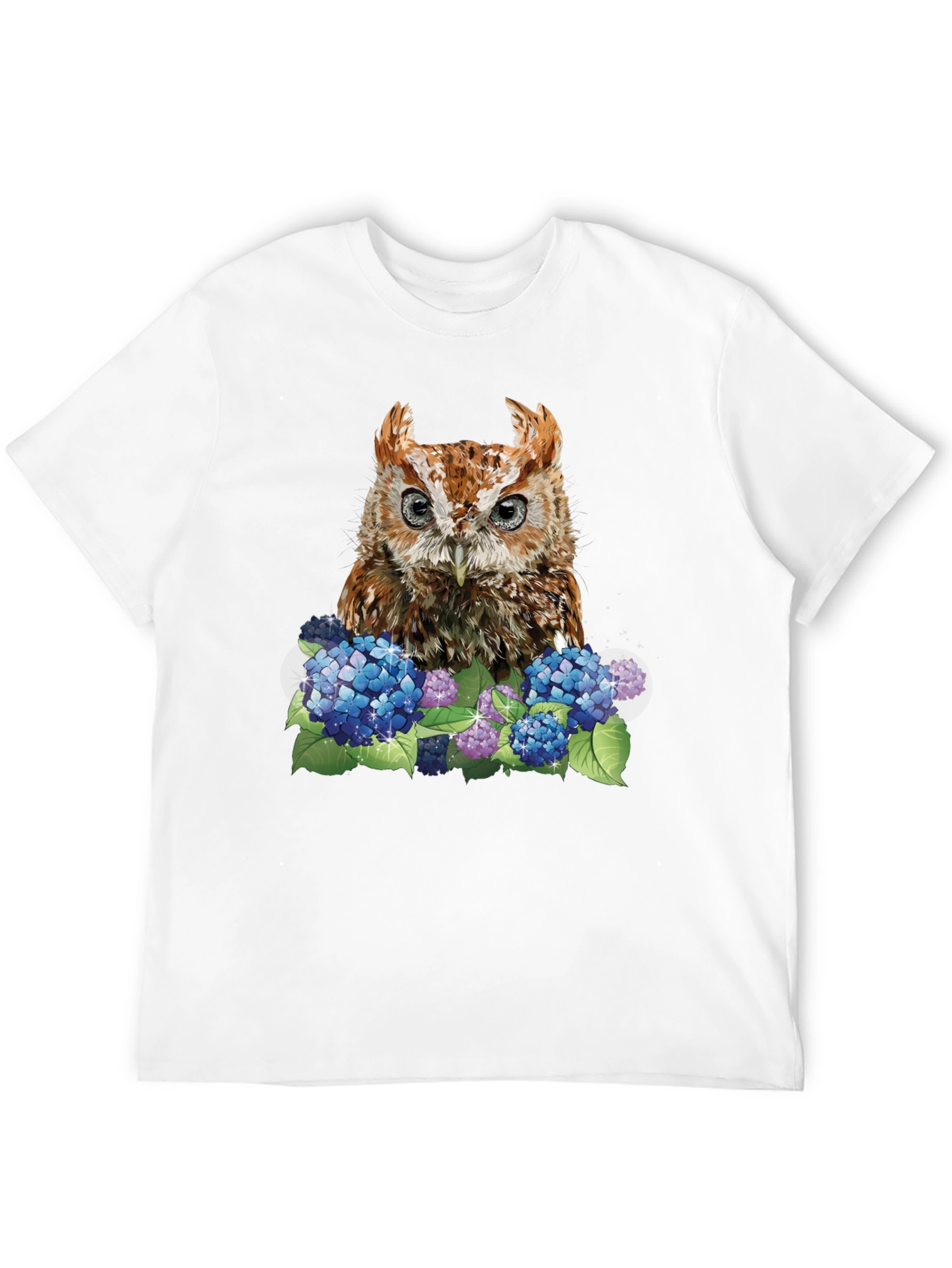 Owl & Hydrangea Graphic Tee - Black T-Shirt