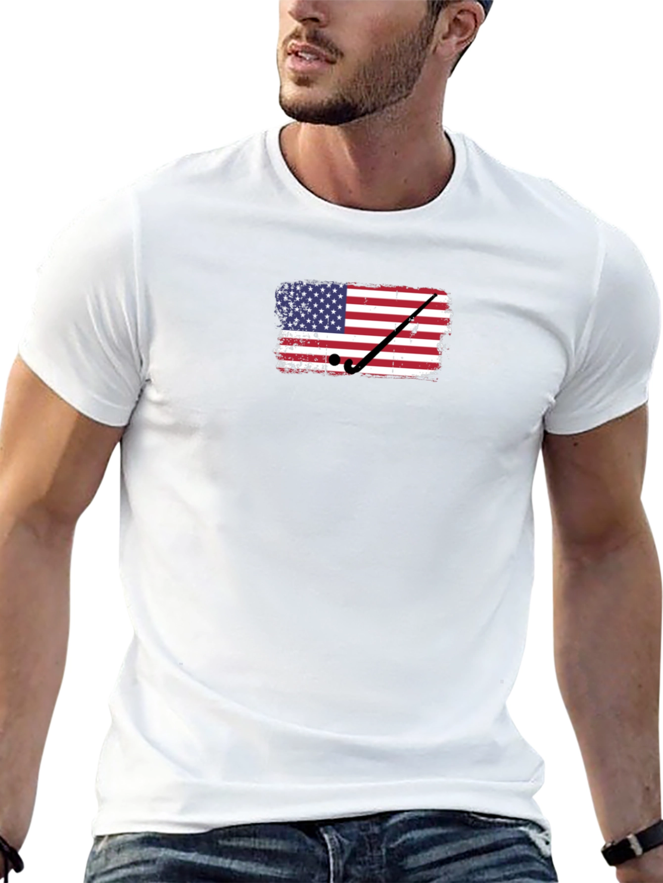 USA Flag Golf T-Shirt - Patriotic Tee