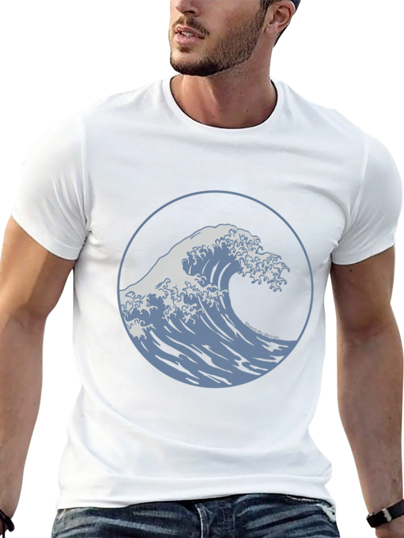 Wave Design Black T-Shirt