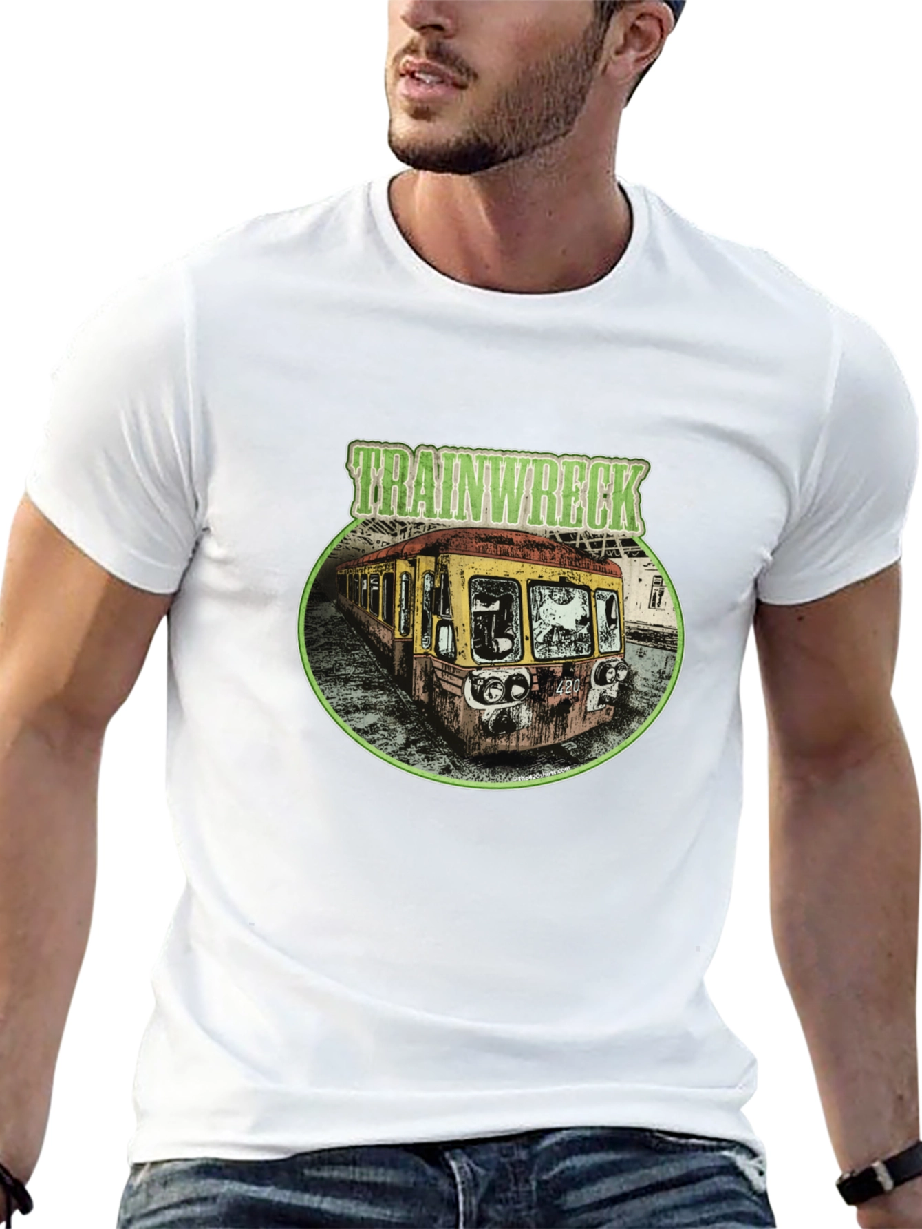 Trainwreck Graphic T-Shirt - Distressed Subway Car Tee
