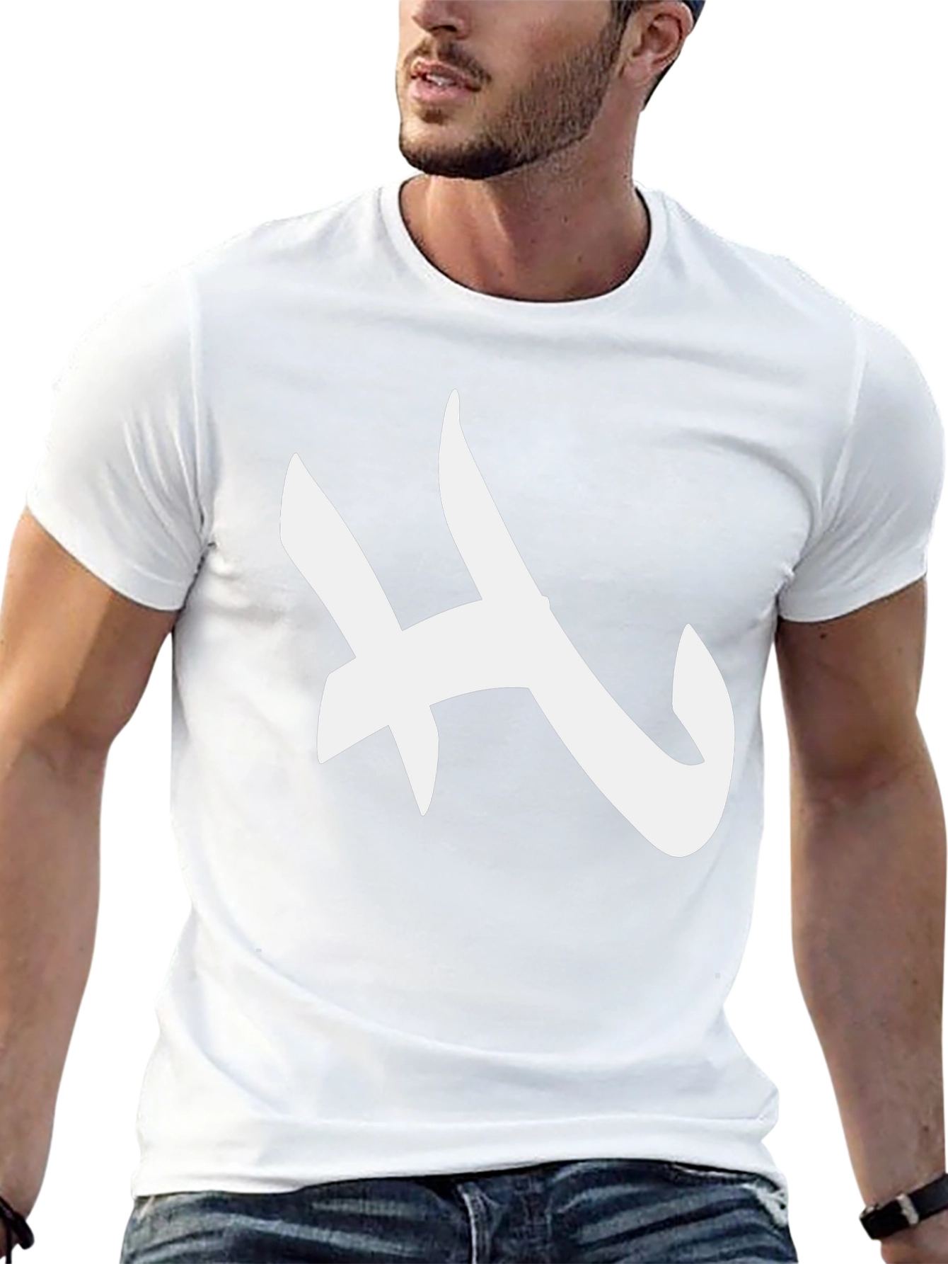 Modern White Abstract Graphic Black Tee
