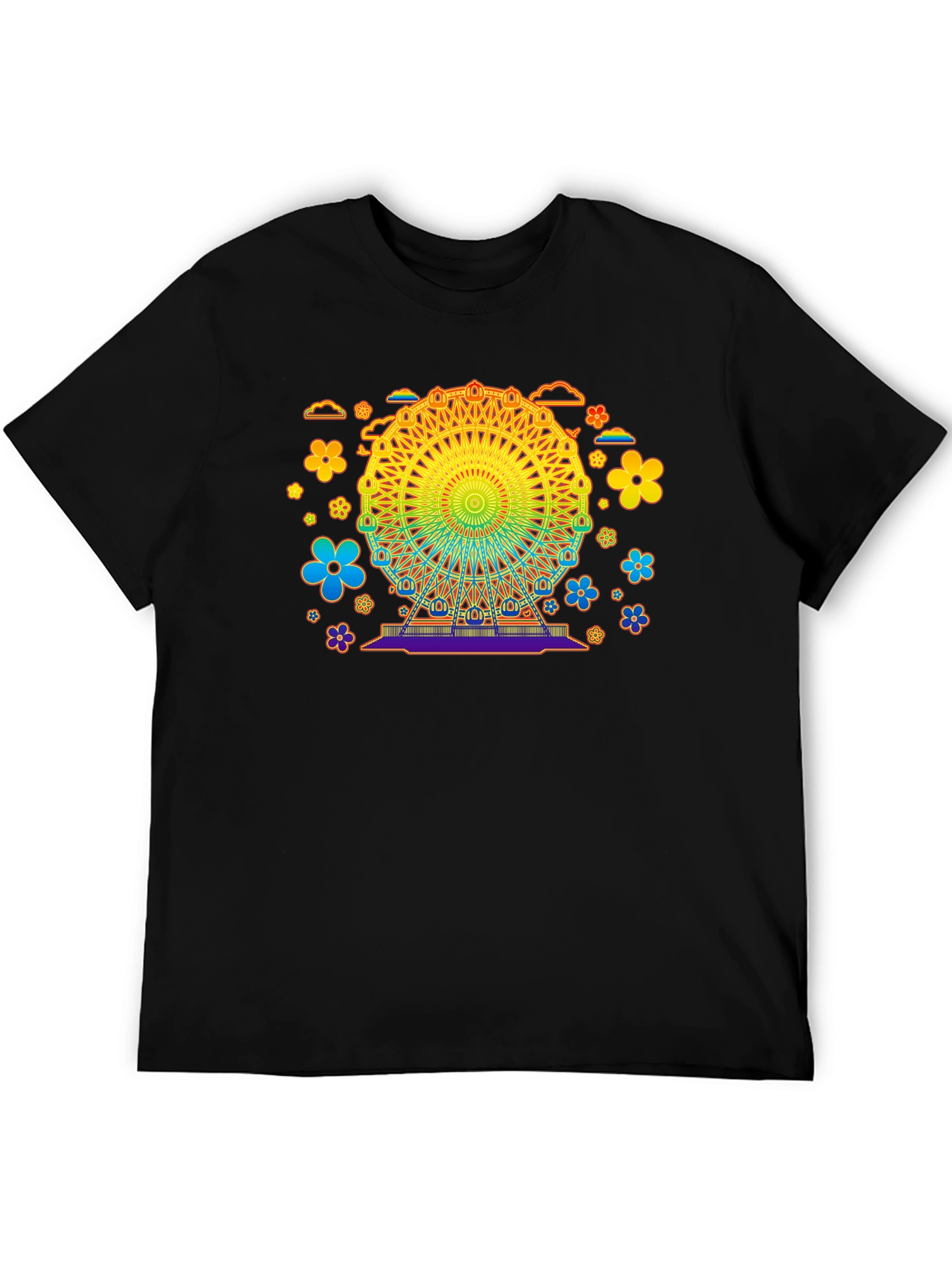 Rainbow Ferris Wheel Graphic Tee - Black