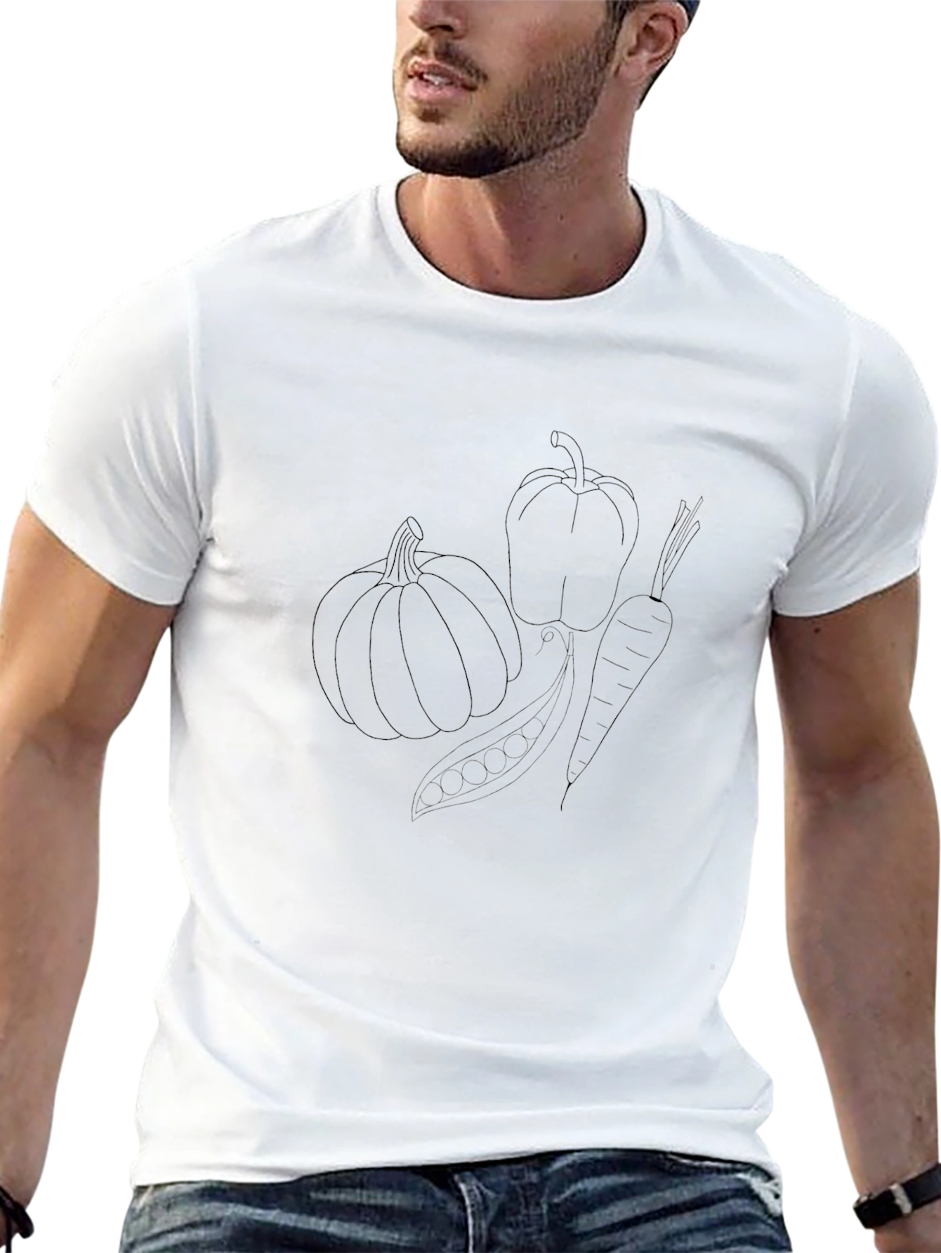 Vegetable Outline Black T-Shirt