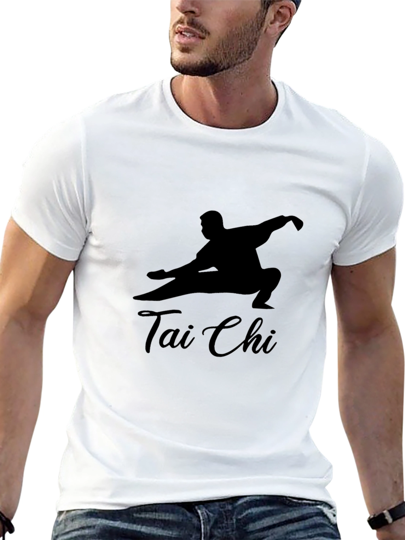 Tai Chi Silhouette Graphic Black T-Shirt