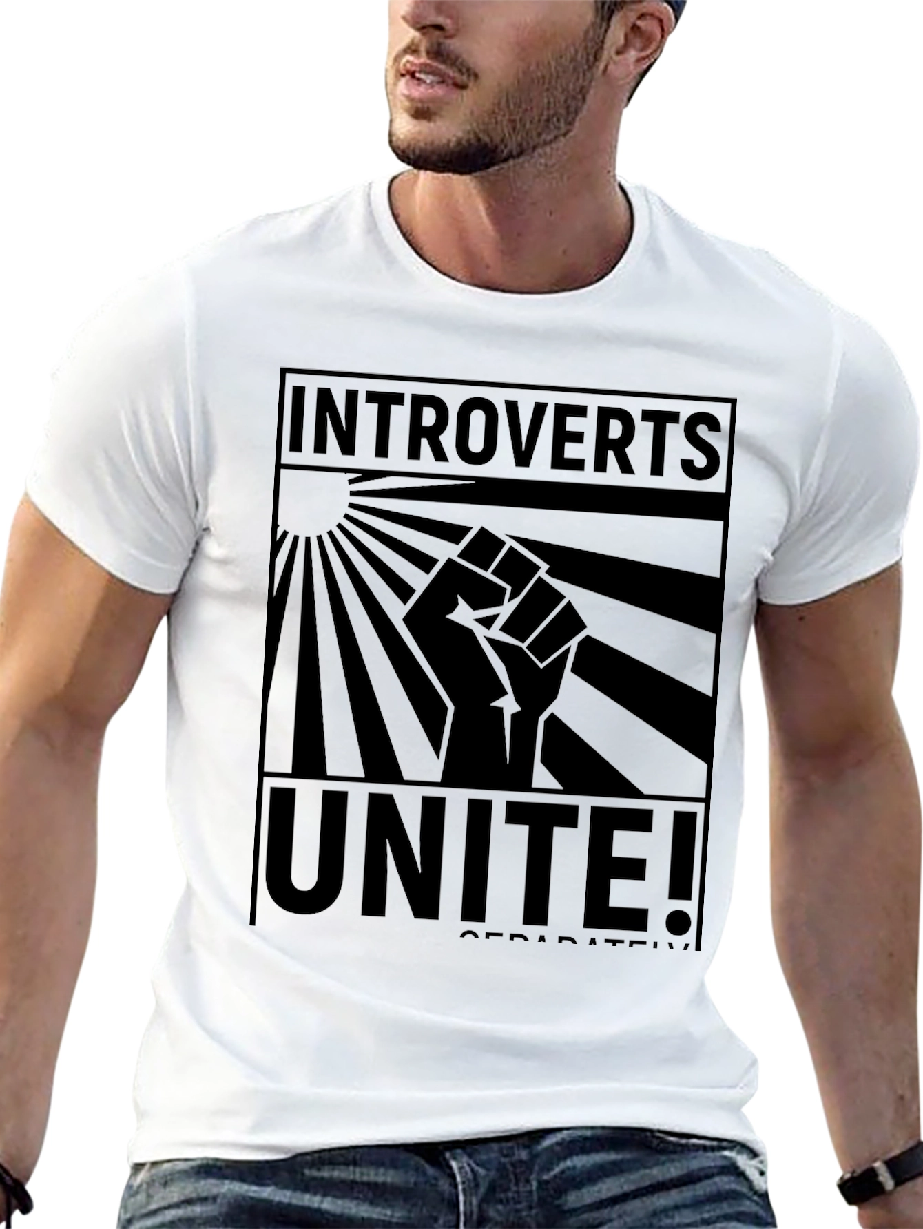 Introverts Unite! Black Graphic Tee - Soft Cotton Blend