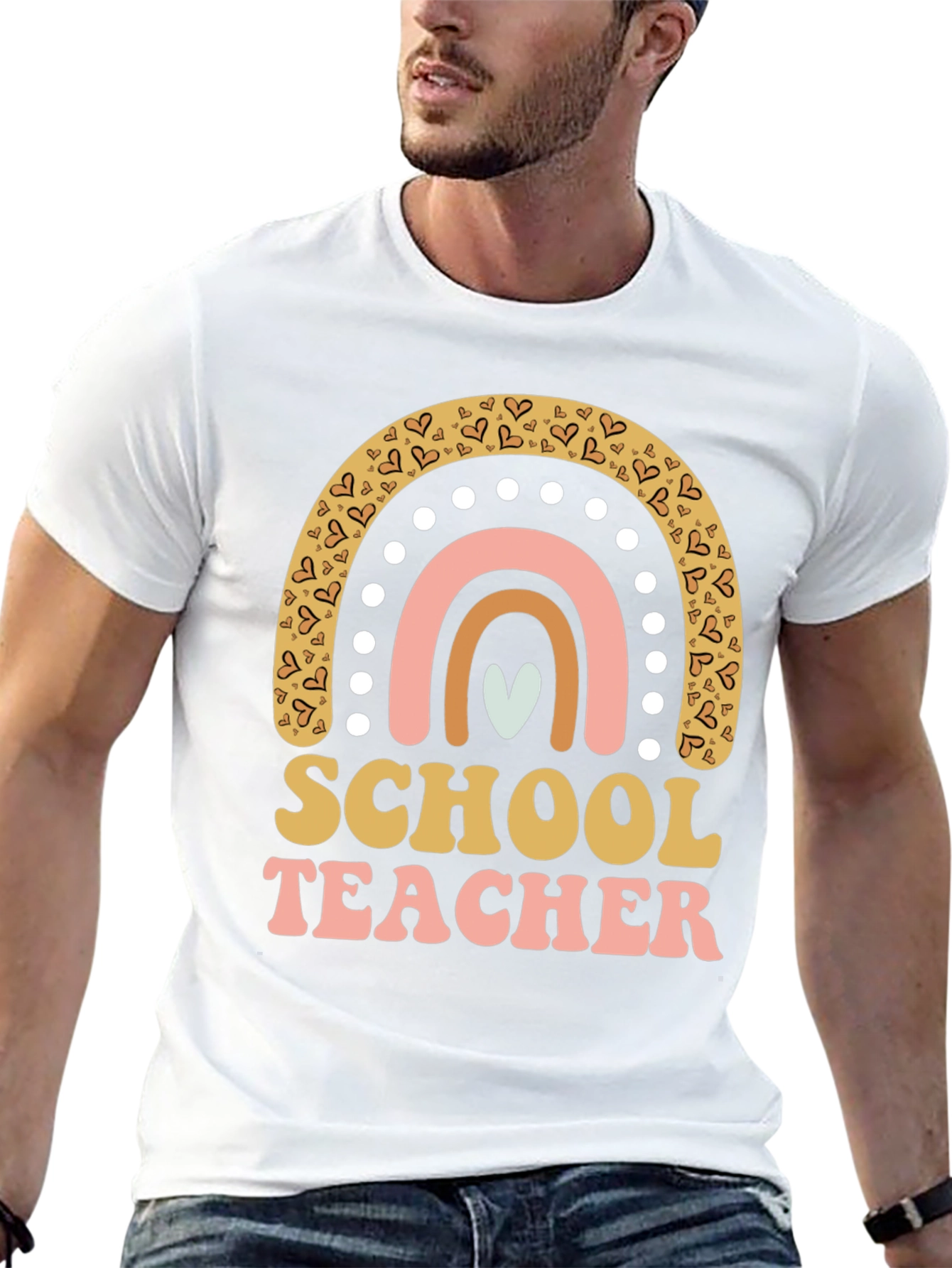 School Teacher Rainbow Heart T-Shirt