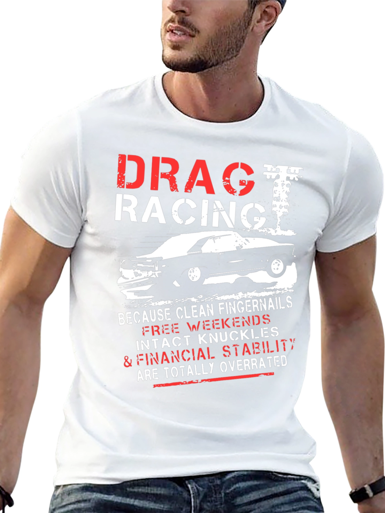 Drag Racing Graphic T-Shirt - Intact Knuckles Overrated Tee