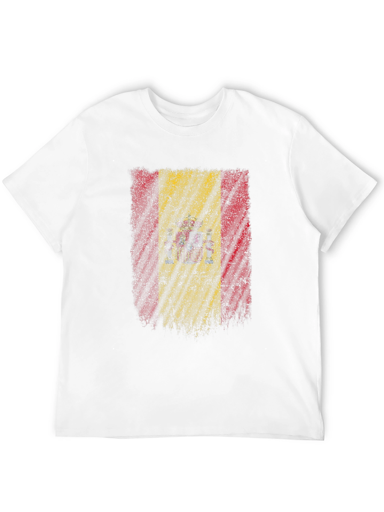 Spain Flag Distressed Mens Black T-Shirt