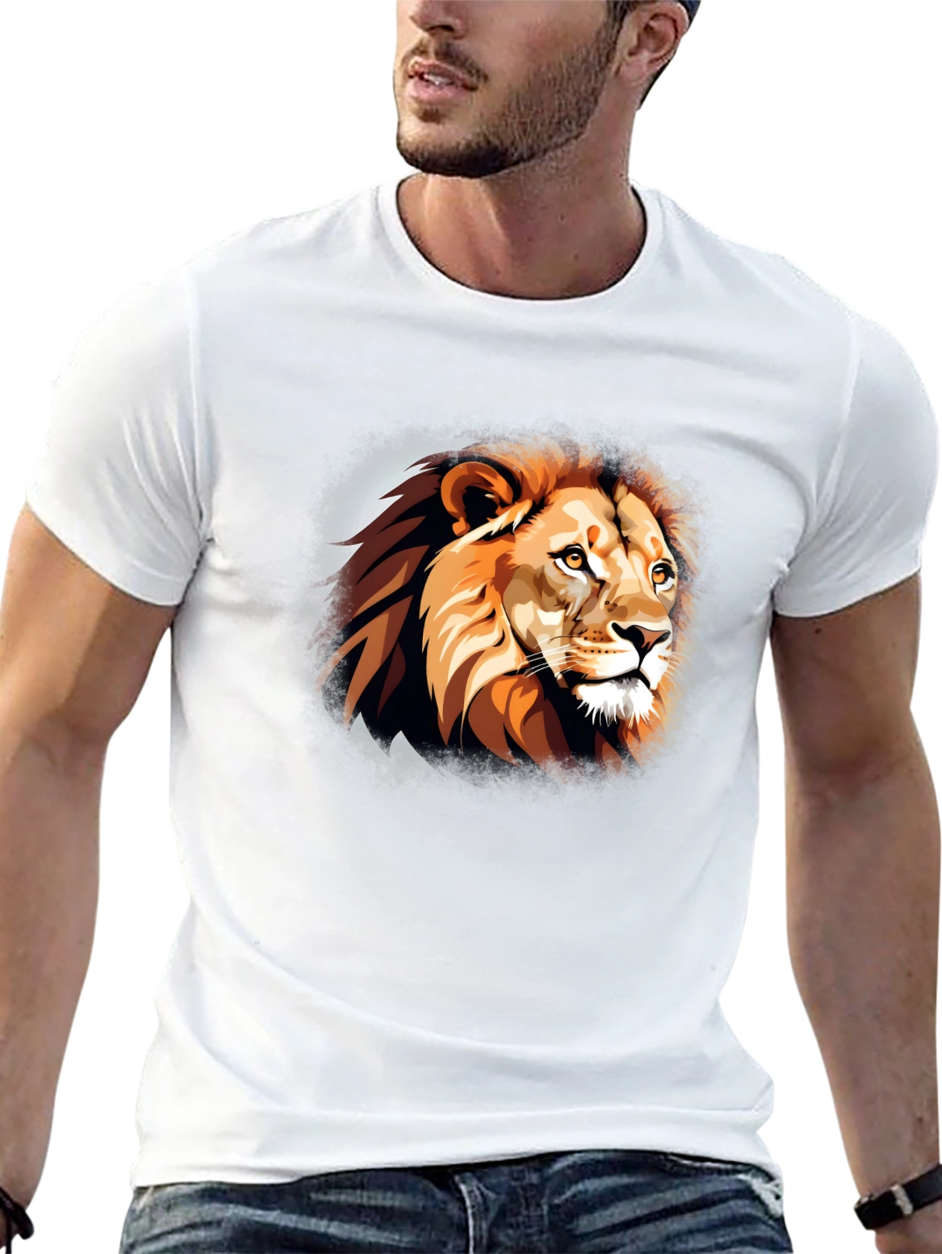 Lion Head Graphic T-Shirt - Black