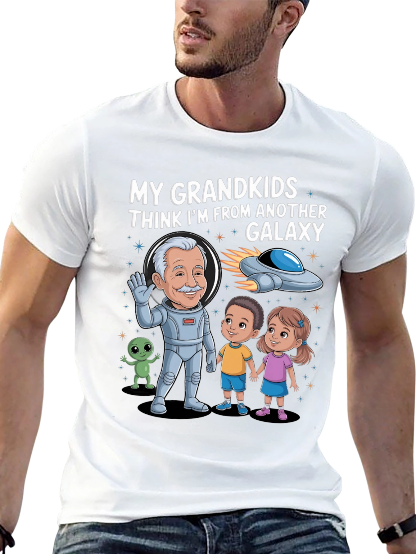 Galaxy Grandpa Graphic T-Shirt