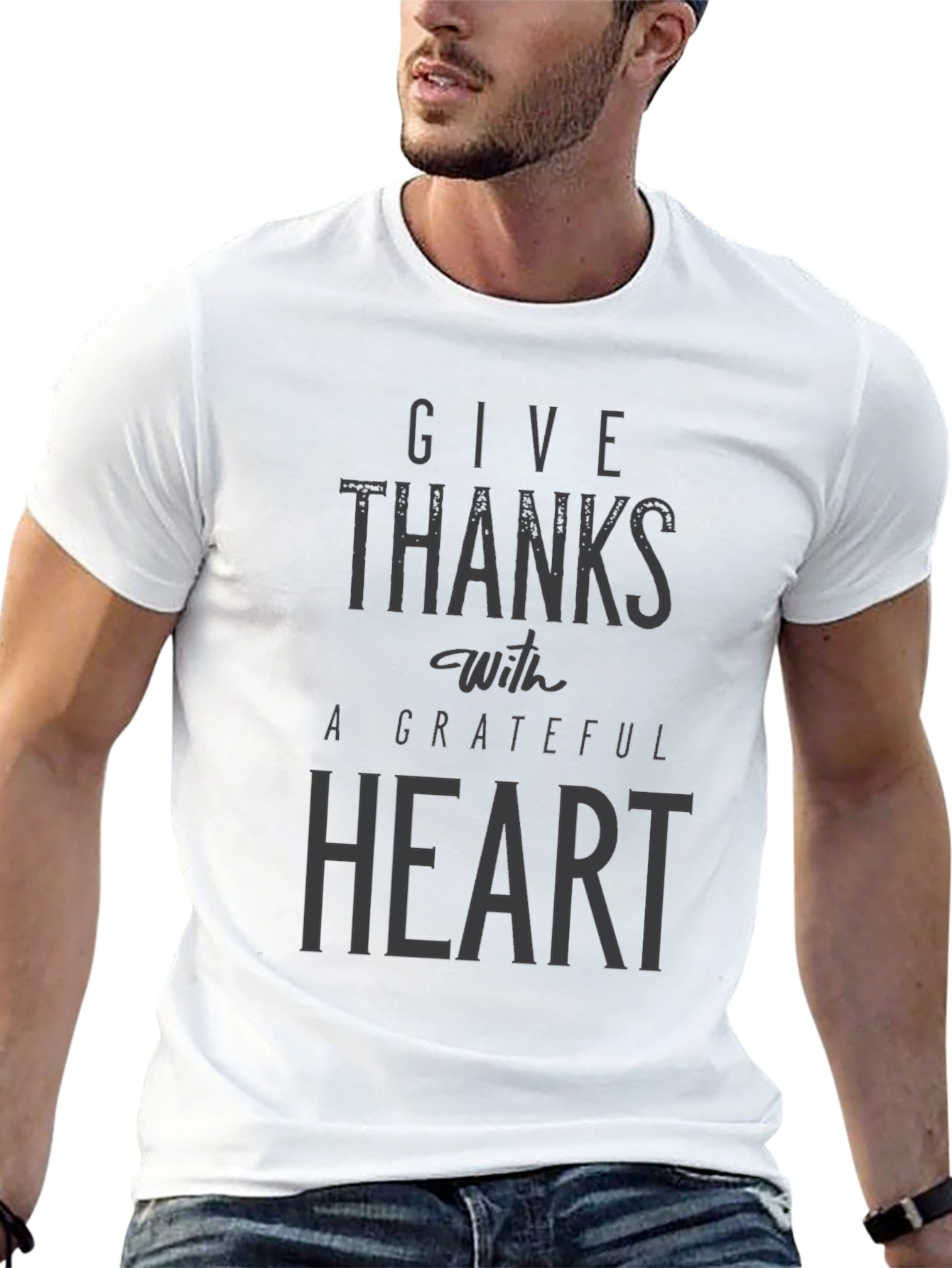 Give Thanks Grateful Heart Black T-Shirt