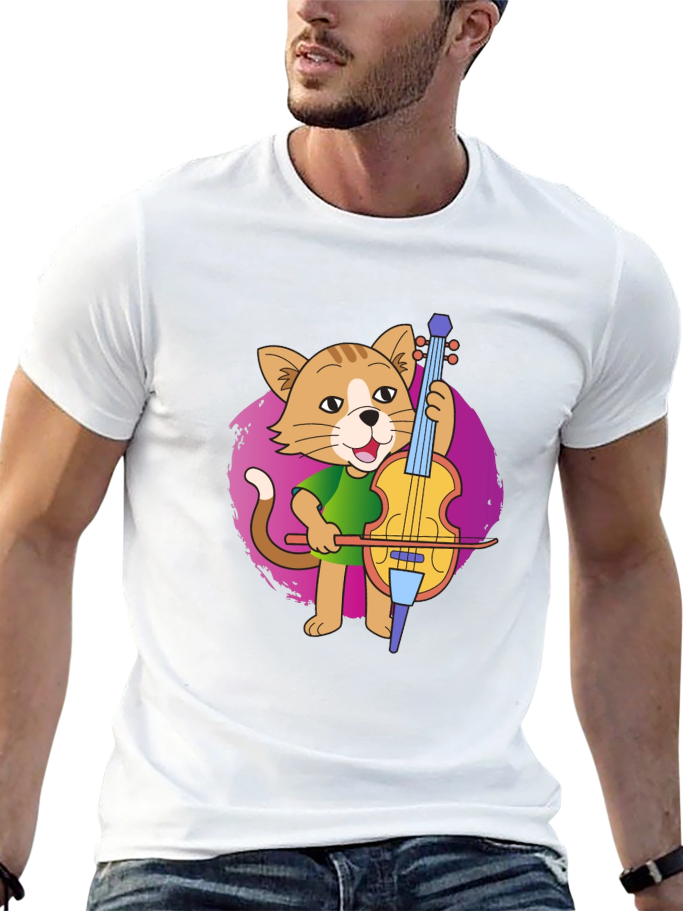 Cat Cellist T-Shirt: Musical Feline Tee